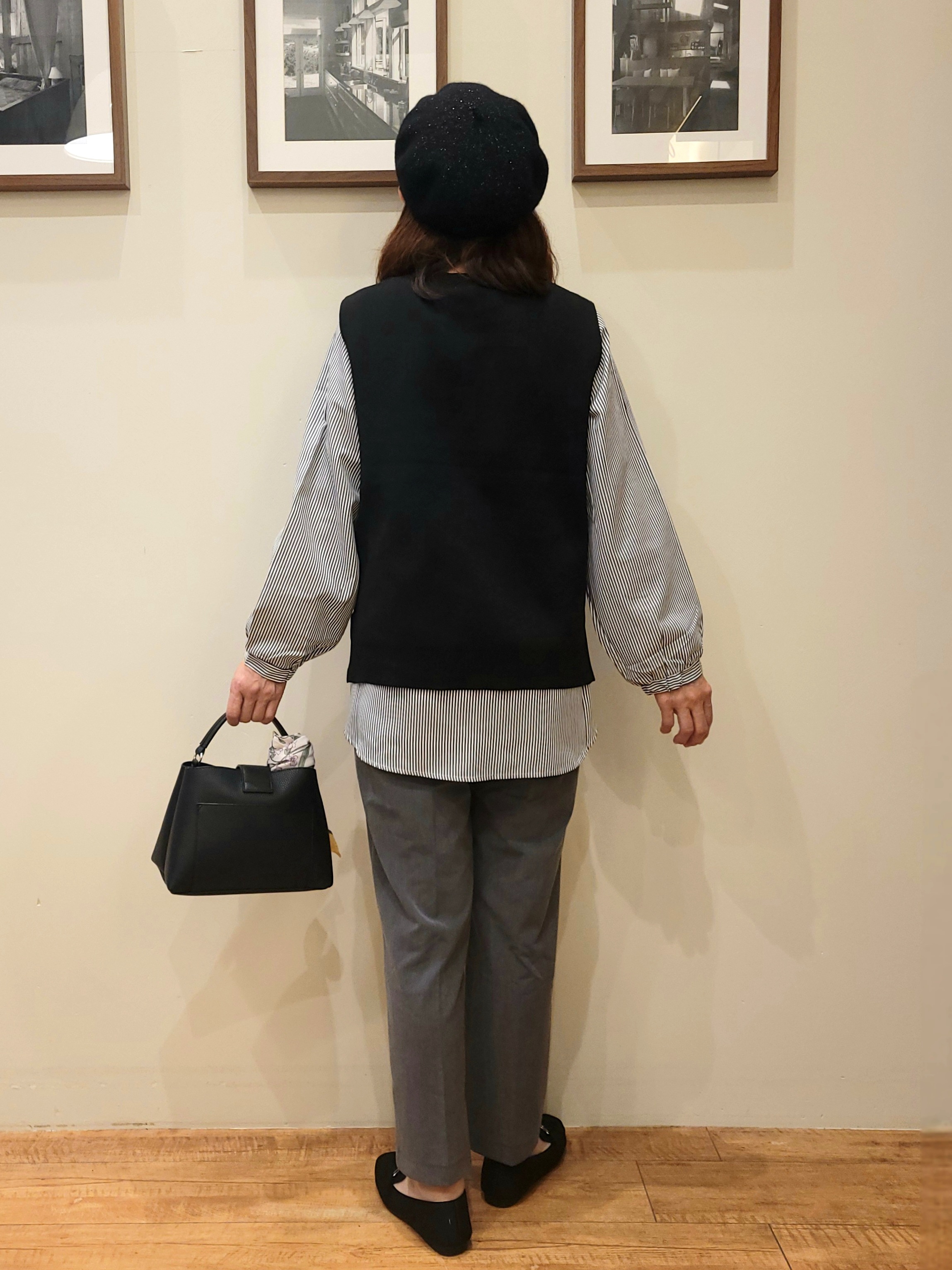 ユウさんの「SHOO･LA･RUE｜【2点セット/S-LL】着回し自在 スポンディッシュニットベスト＆フレアシャツ」を使ったコーディネート