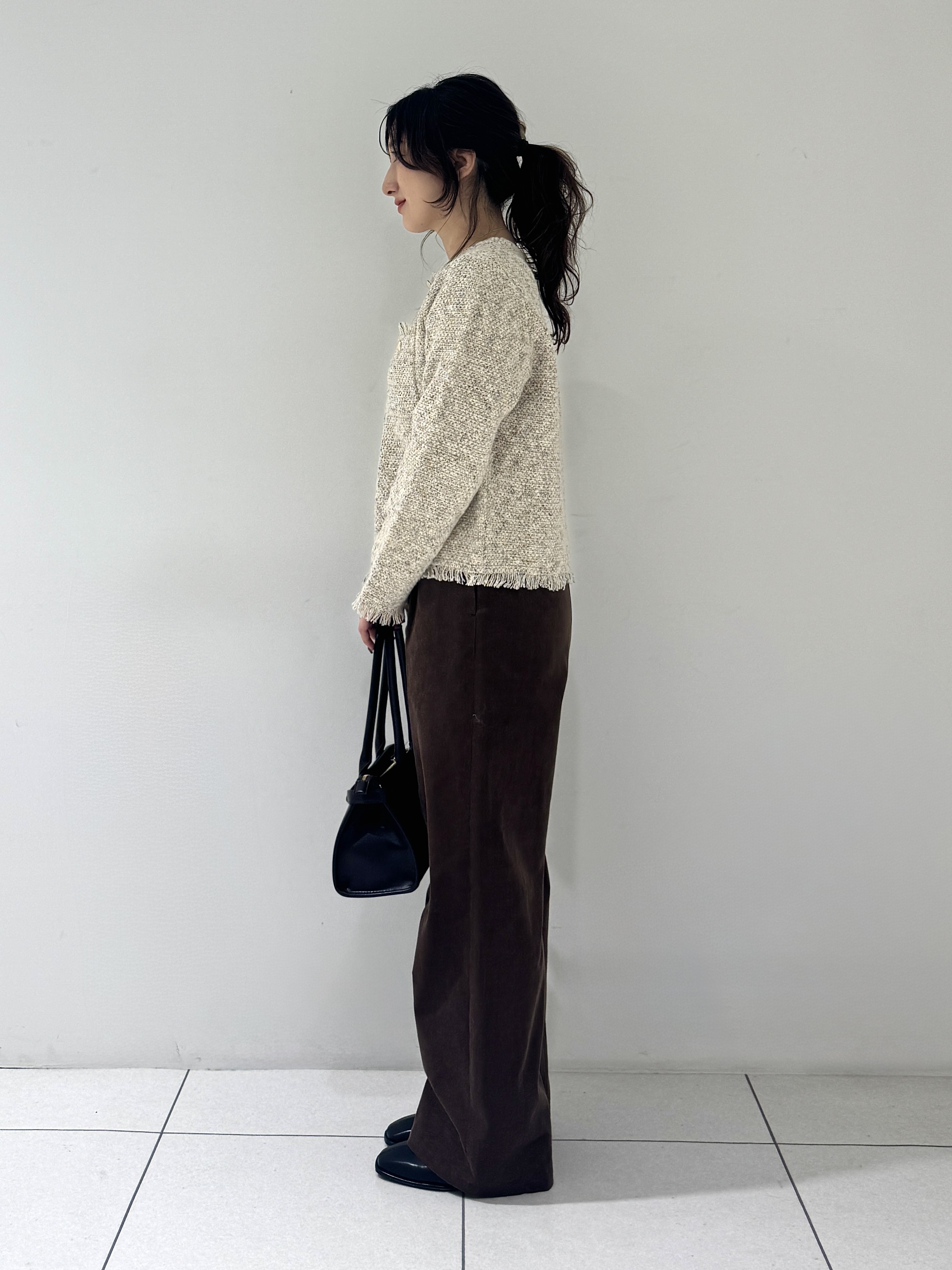 そんさんの「INDIVI｜【華やか／ラメ】ミックスツイード ニットジャケット」を使ったコーディネート