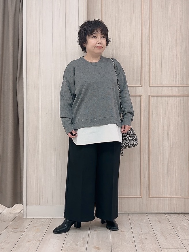 えりっこさんの「SHOO･LA･RUE｜【S-LL】着るだけできまる シャツレイヤード風 スポンディッシュニット」を使ったコーディネート