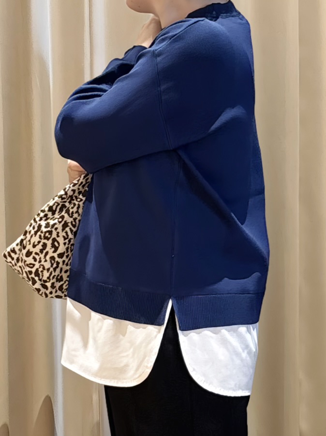 たみさんの「SHOO･LA･RUE｜【S-LL】着るだけできまる シャツレイヤード風 スポンディッシュニット」を使ったコーディネート