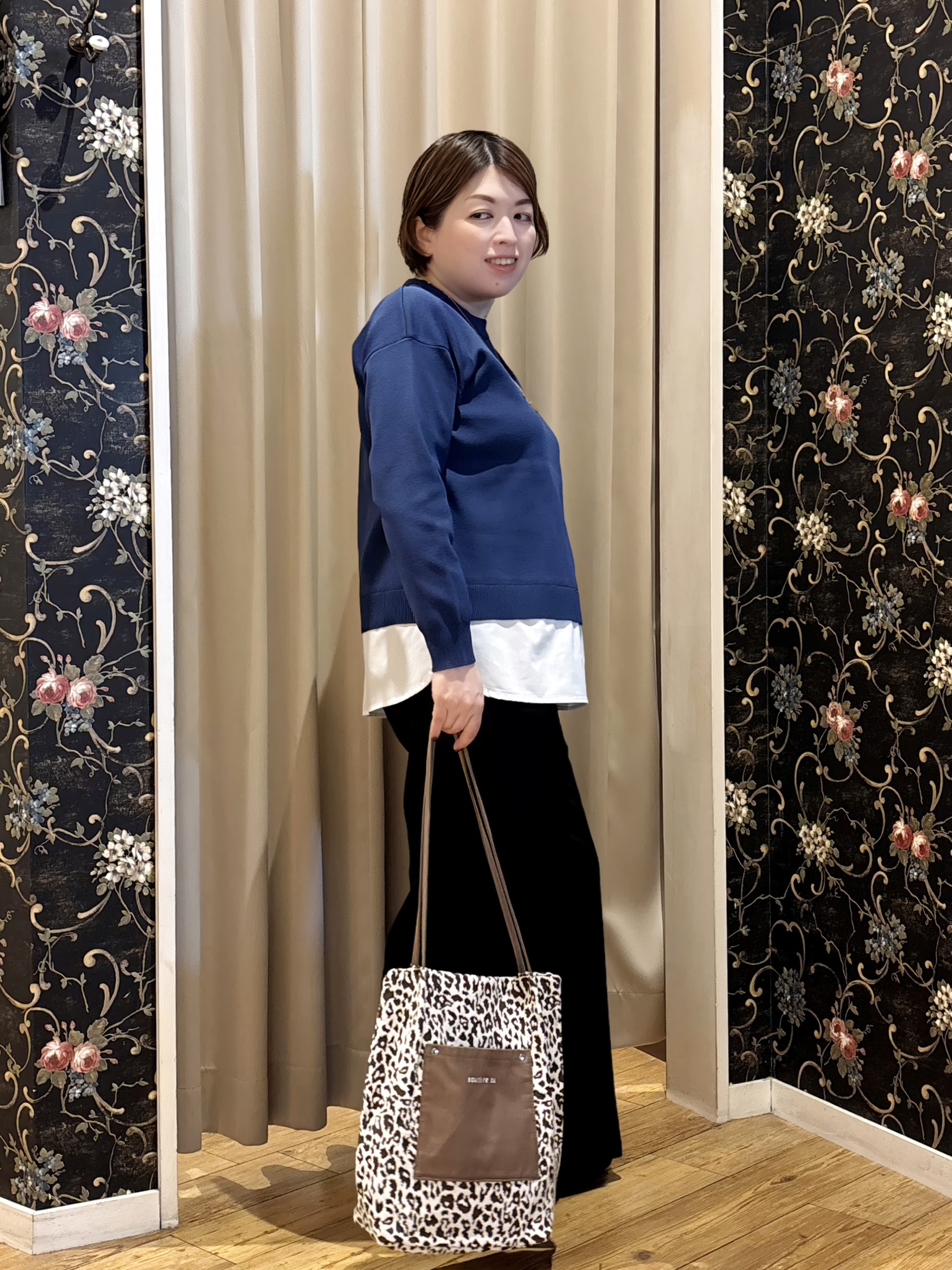 たみさんの「SHOO･LA･RUE｜【S-LL】着るだけできまる シャツレイヤード風 スポンディッシュニット」を使ったコーディネート