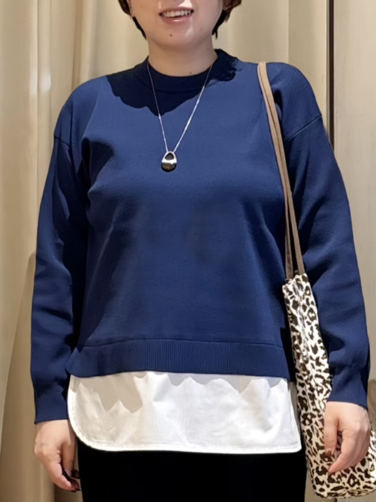 たみさんの「SHOO･LA･RUE｜【S-LL】着るだけできまる シャツレイヤード風 スポンディッシュニット」を使ったコーディネート