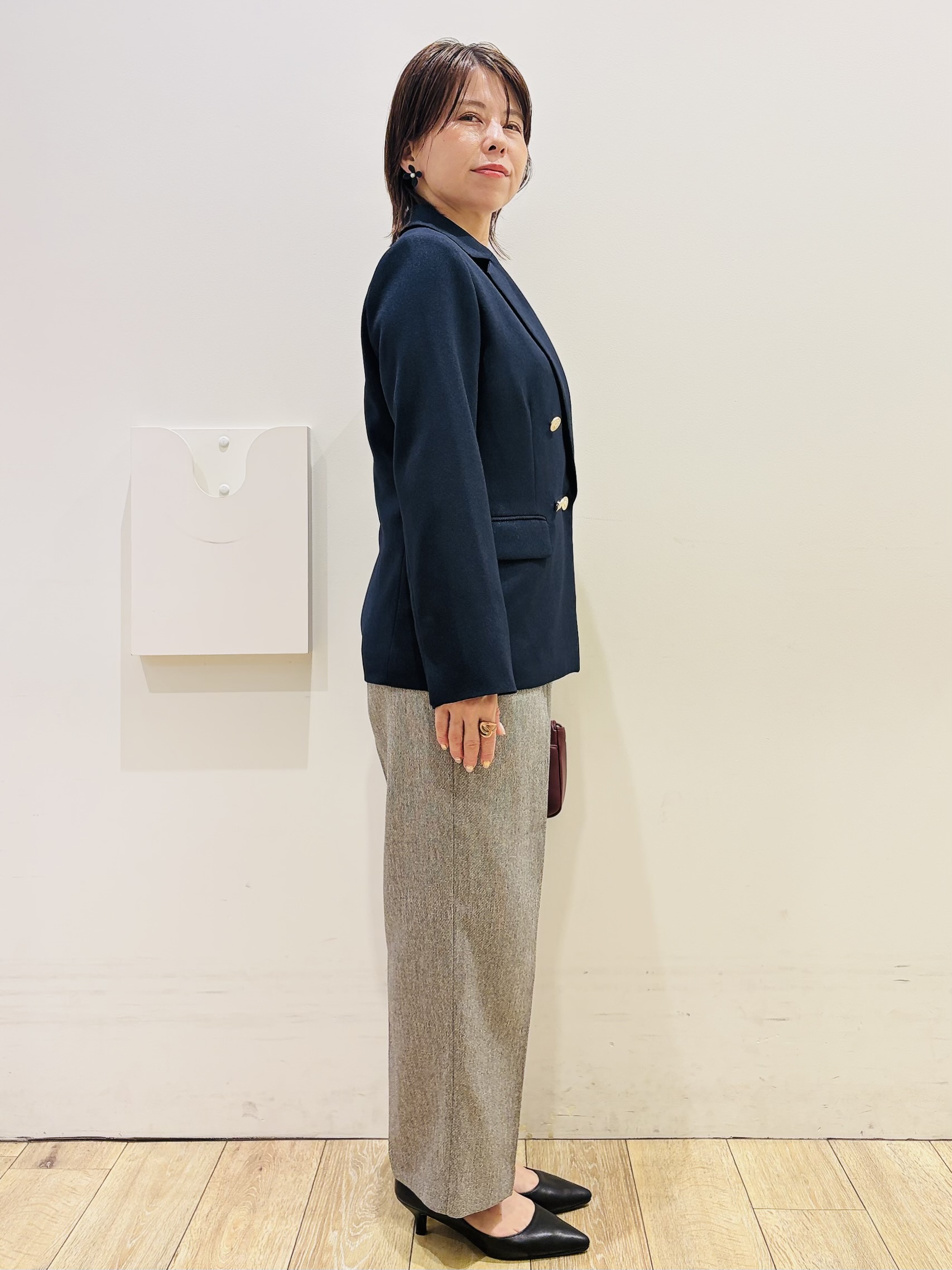 YUKOさんの「index｜【セットアップ可】ストレッチツイルダブルブレストテーラードジャケット《洗濯機OK／防シワ》」を使ったコーディネート