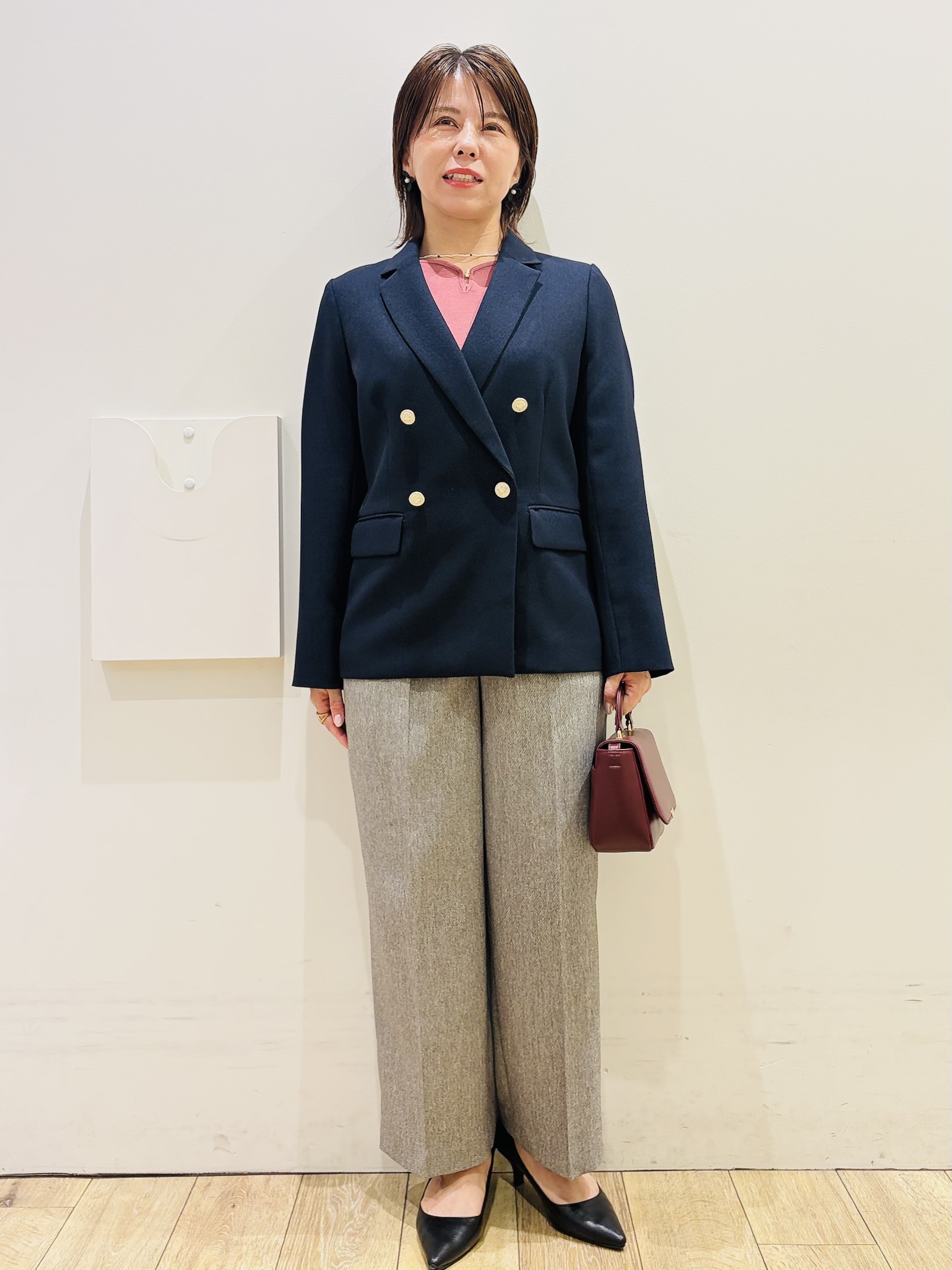 YUKOさんの「index｜【セットアップ可】ストレッチツイルダブルブレストテーラードジャケット《洗濯機OK／防シワ》」を使ったコーディネート