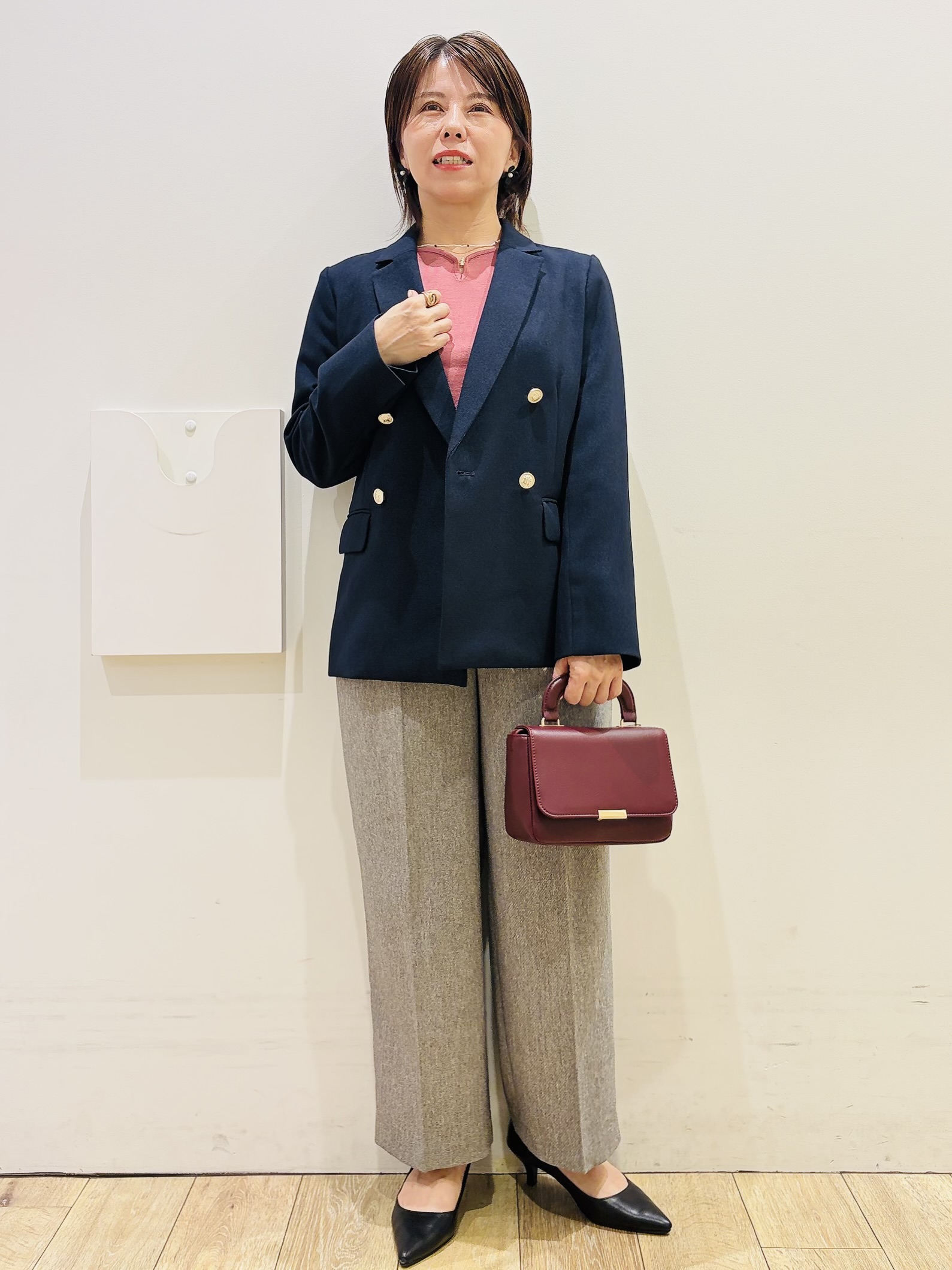 YUKOさんの「index｜【セットアップ可】ストレッチツイルダブルブレストテーラードジャケット《洗濯機OK／防シワ》」を使ったコーディネート