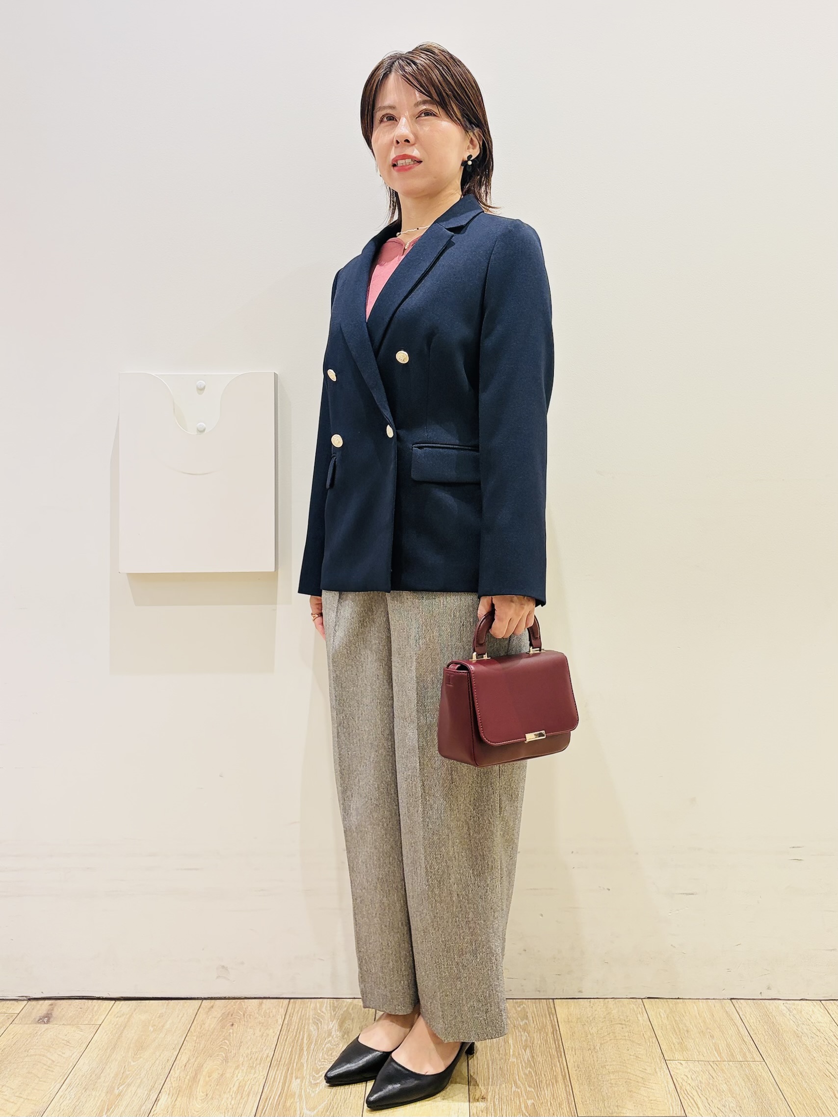YUKOさんの「index｜【セットアップ可】ストレッチツイルダブルブレストテーラードジャケット《洗濯機OK／防シワ》」を使ったコーディネート