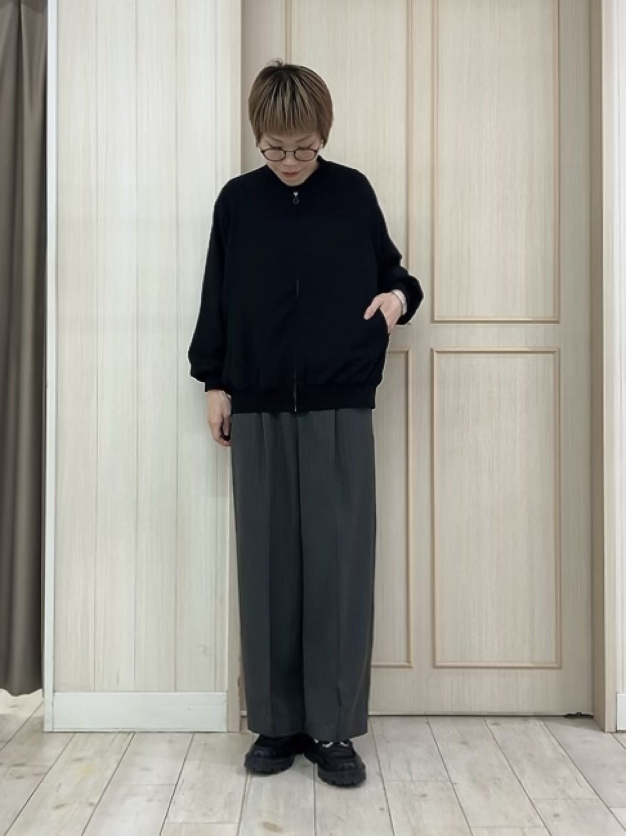 Turnerさんの「SHOO･LA･RUE｜【S-LL】洗濯後しわになりにくい 麻調リブブルゾン」を使ったコーディネート