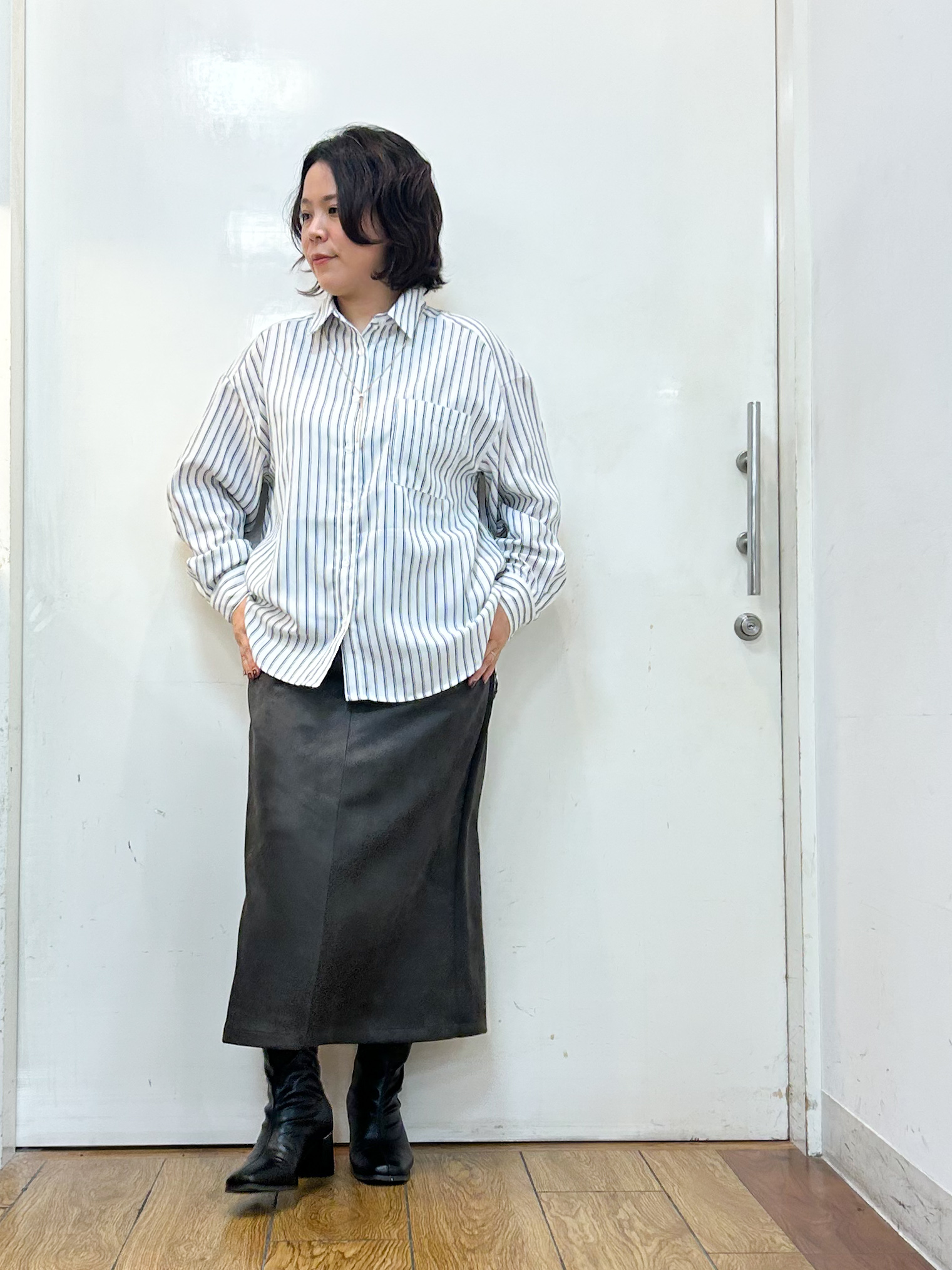 haruさんの「SHOO･LA･RUE｜【毛玉になりにくい/S-LL/洗濯機可/体型カバー】Vネックゆったりカーディガン」を使ったコーディネート