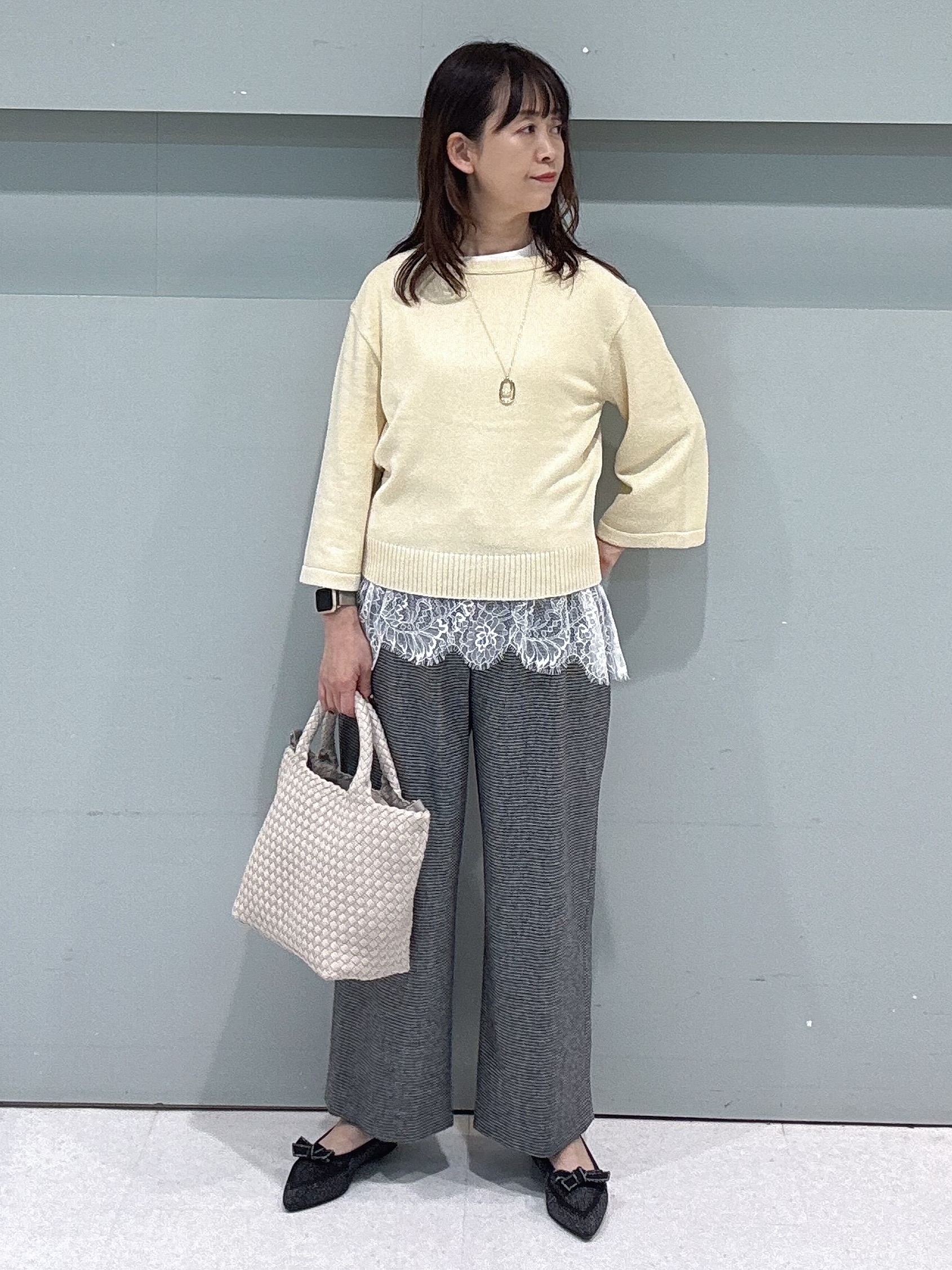 makiさんの「UNTITLED｜【アンサンブル可/手洗い可】杢調プルオーバーニット」を使ったコーディネート