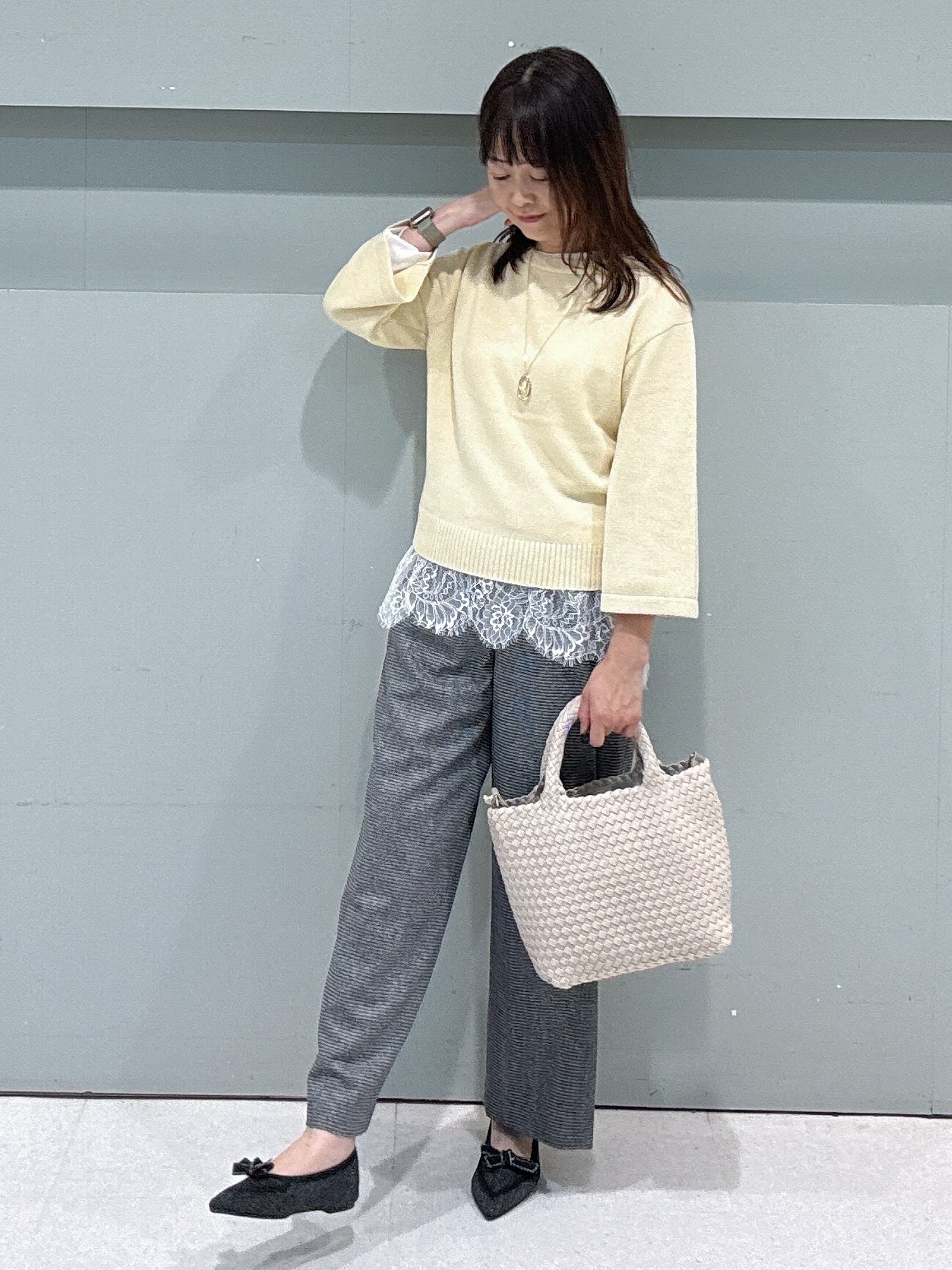 makiさんの「UNTITLED｜【アンサンブル可/手洗い可】杢調プルオーバーニット」を使ったコーディネート