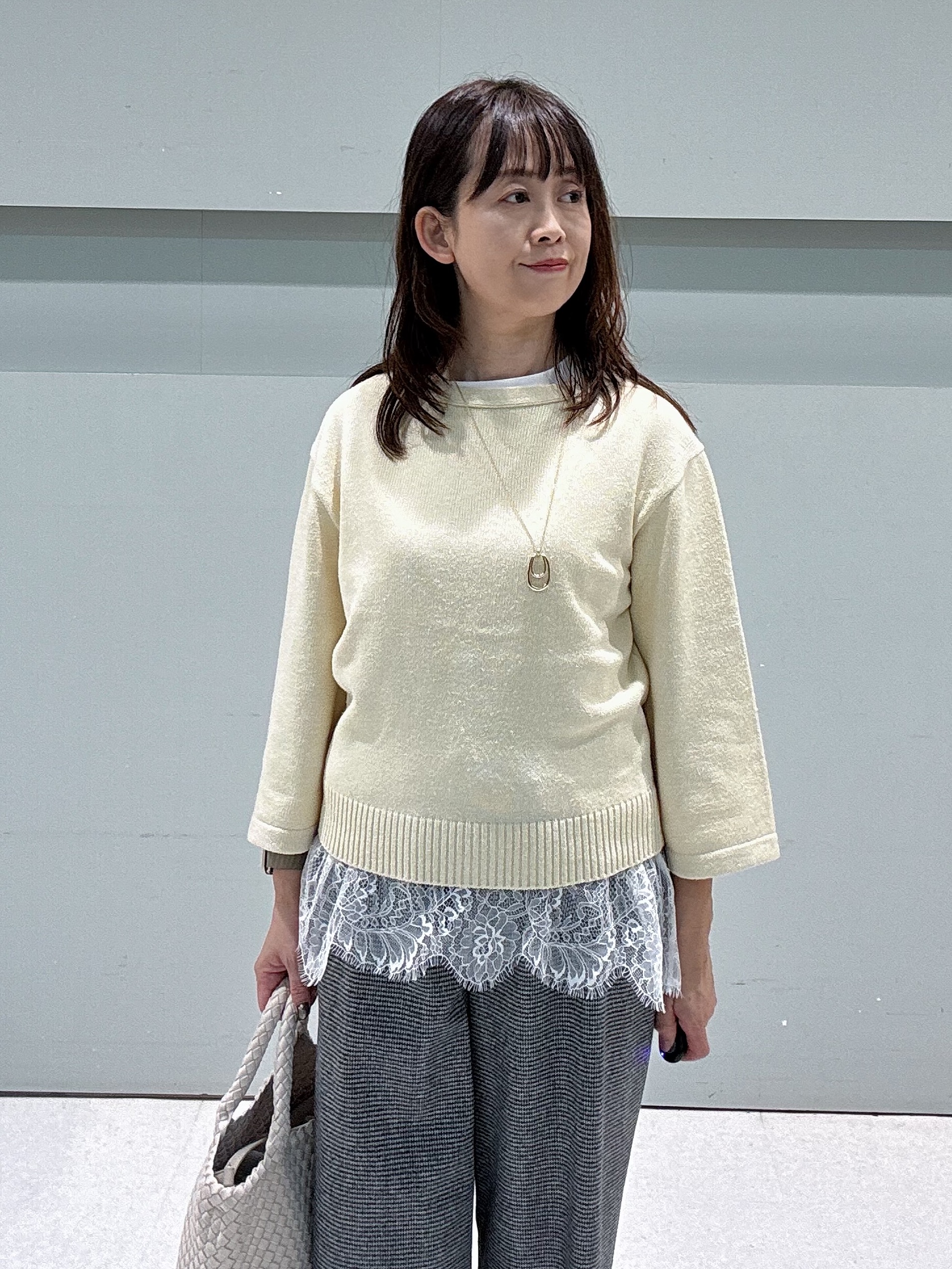 makiさんの「UNTITLED｜【アンサンブル可/手洗い可】杢調プルオーバーニット」を使ったコーディネート