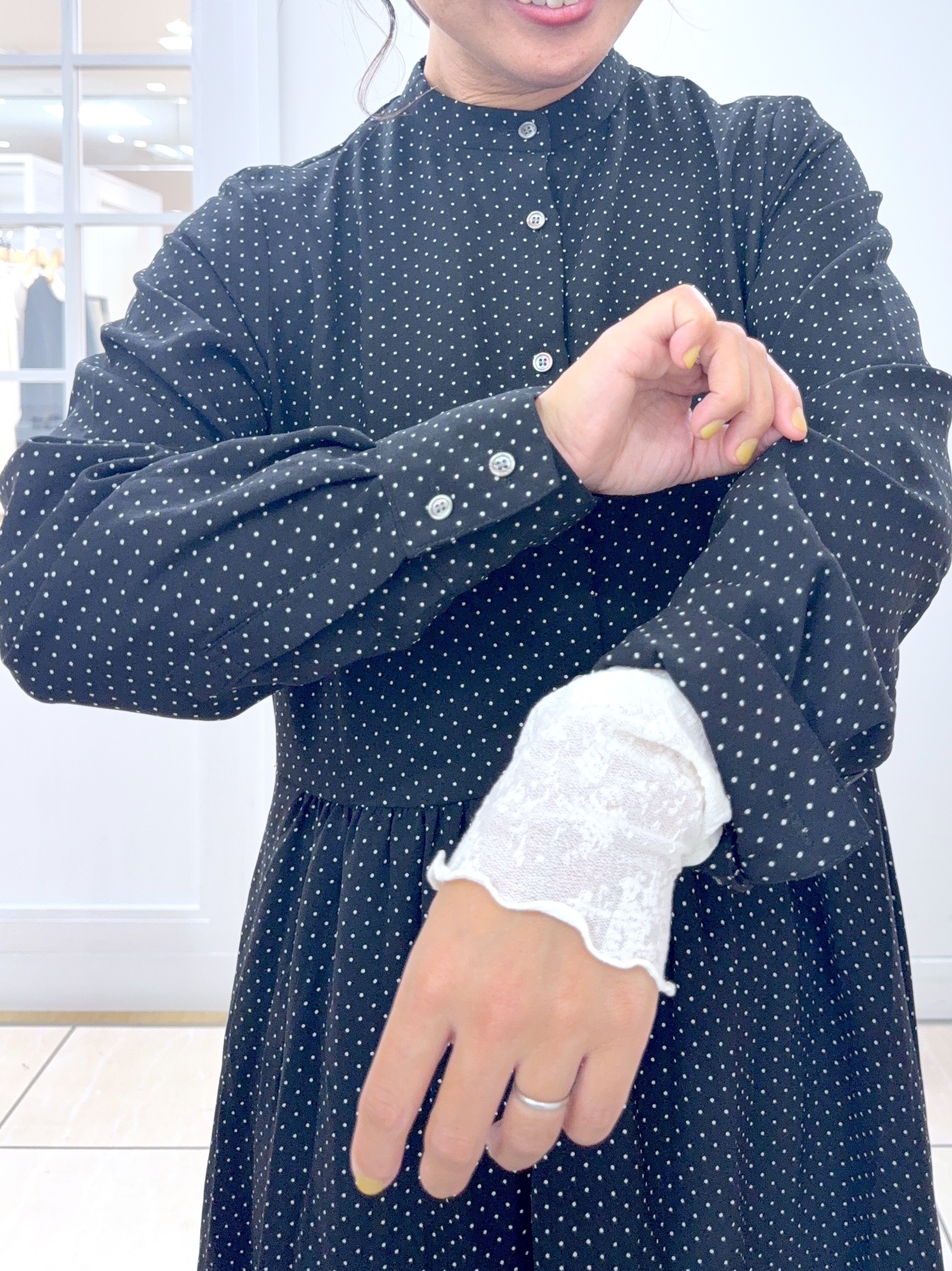 Osawaさんの「Dessin｜【手洗い可】ドットプリントワンピース」を使ったコーディネート