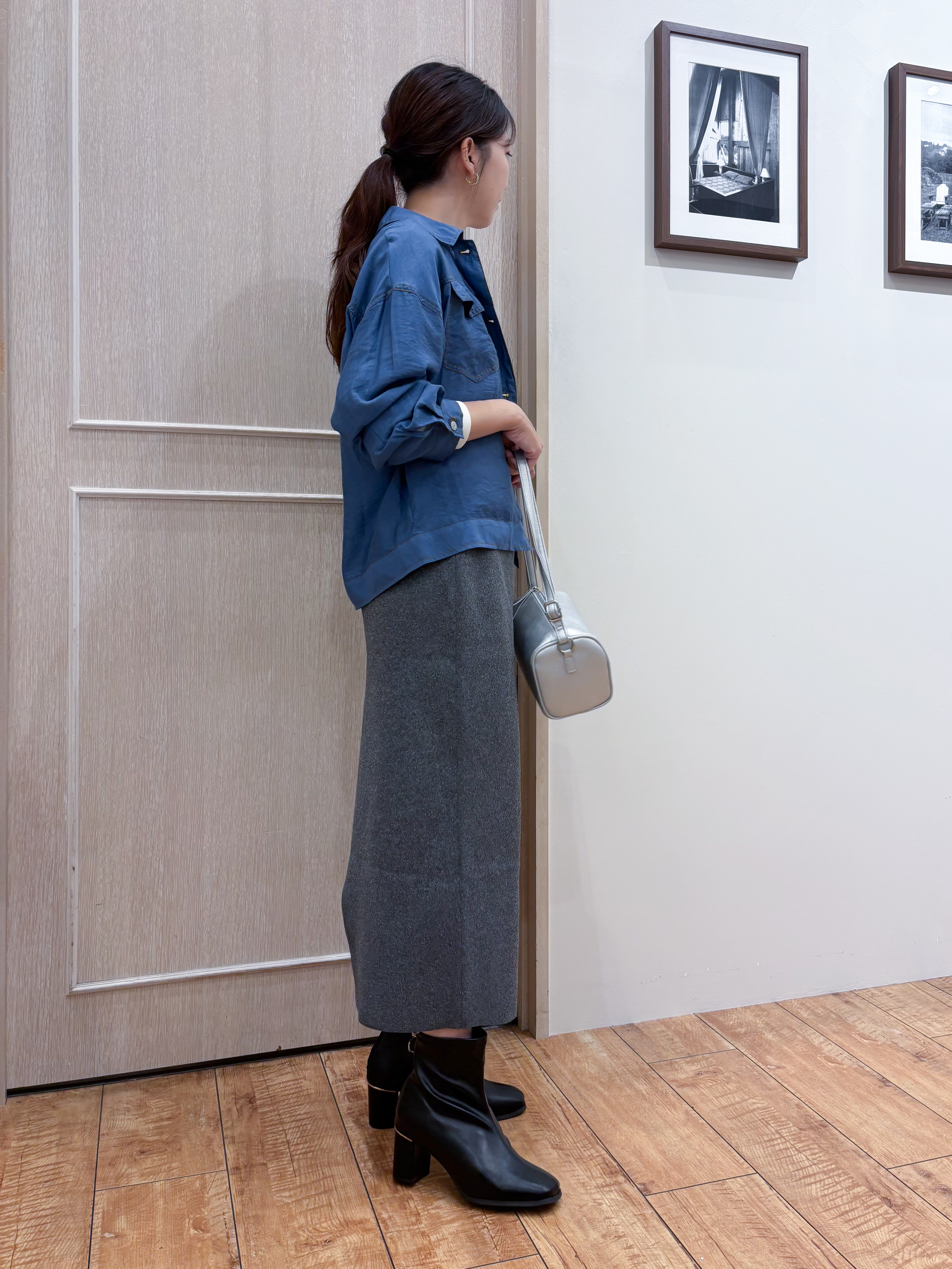 なみさんの「SHOO･LA･RUE｜【S-LL/洗濯機可】Gジャン風 軽く羽織れるシアージャケット」を使ったコーディネート