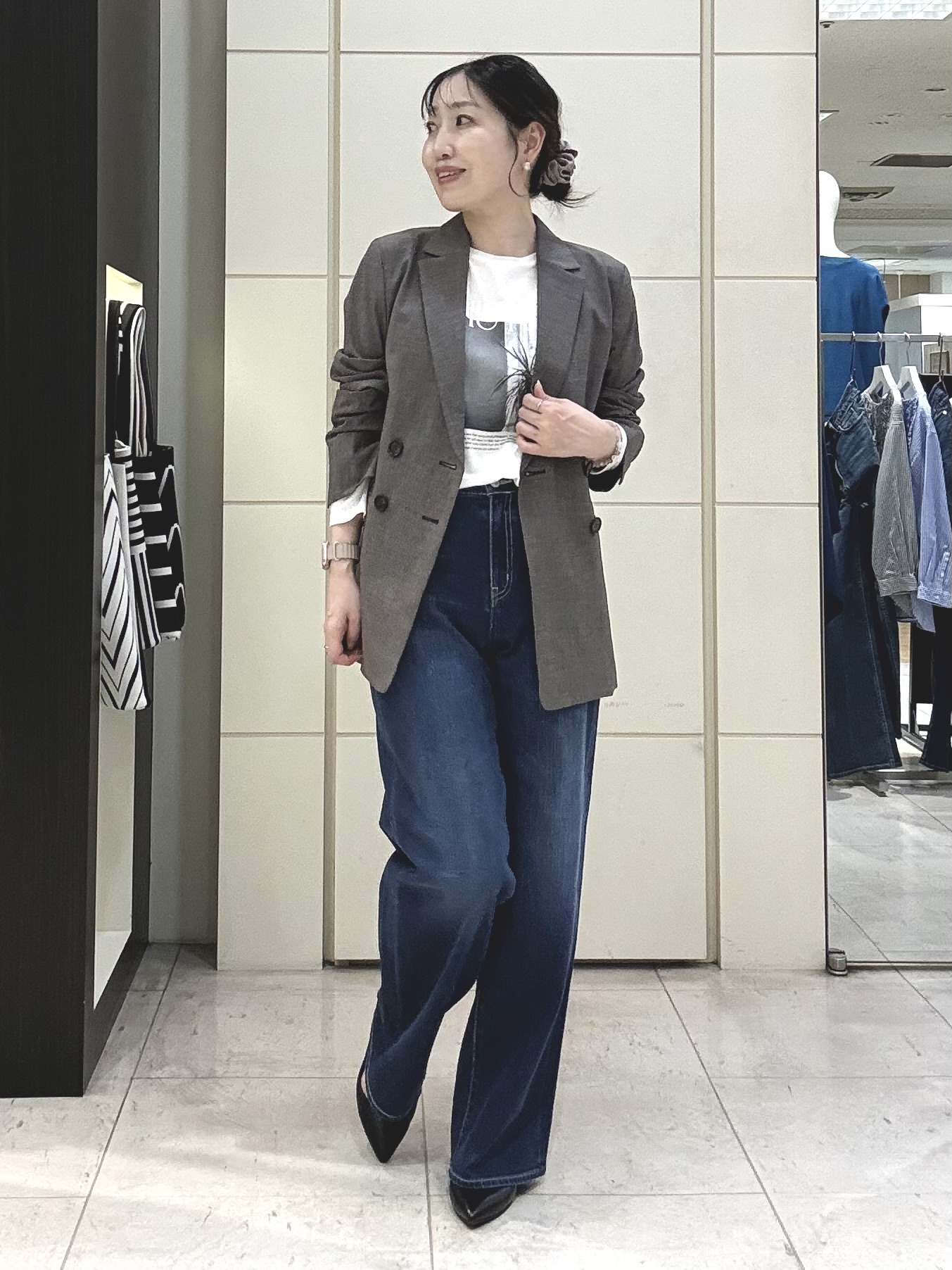 mori.さんの「UNTITLED｜【セットアップ可/秋羽織り/お仕事スーツ】ウールブレンドダブルジャケット」を使ったコーディネート