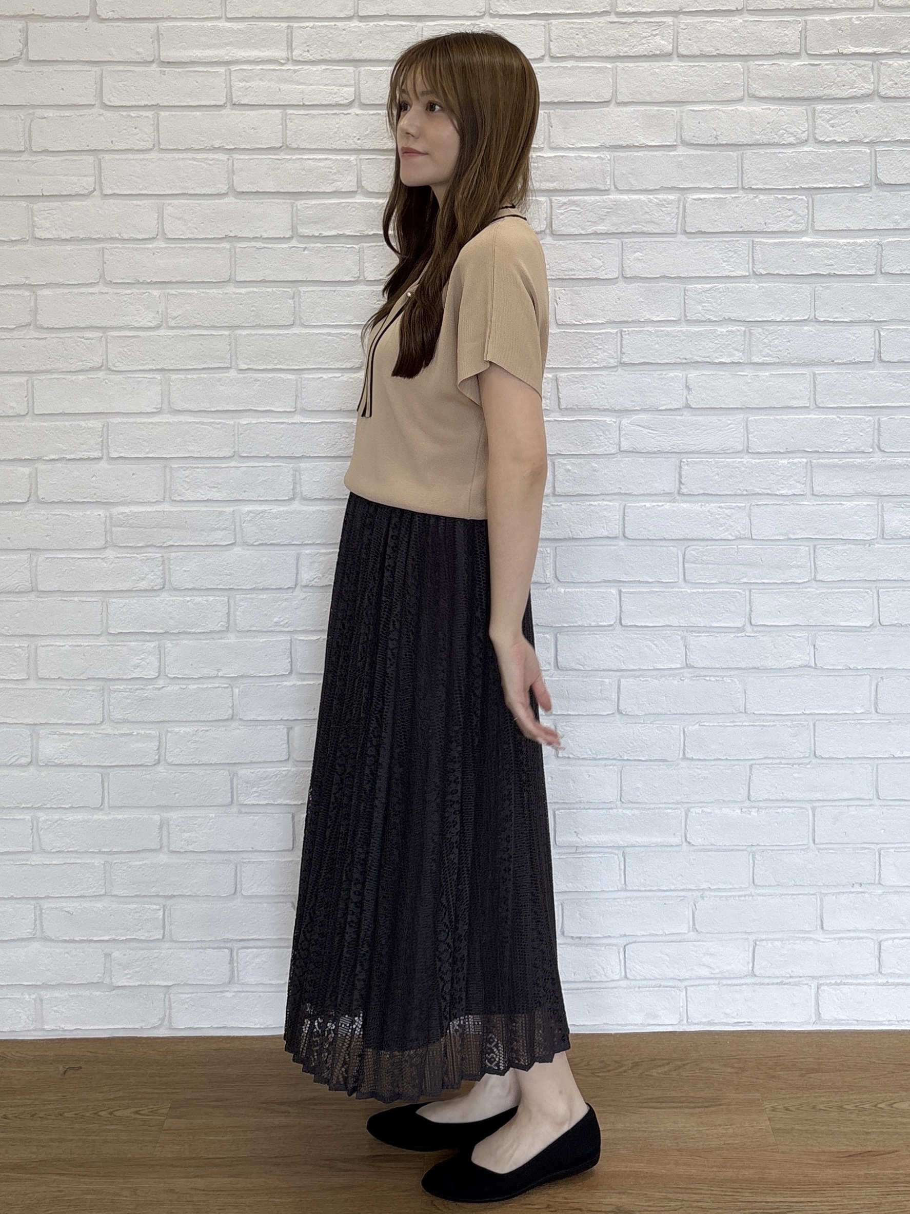 sayaさんの「SHOO･LA･RUE｜【高レビュー/毎日洗える/UV】二の腕も隠せる 配色ボウタイニット」を使ったコーディネート