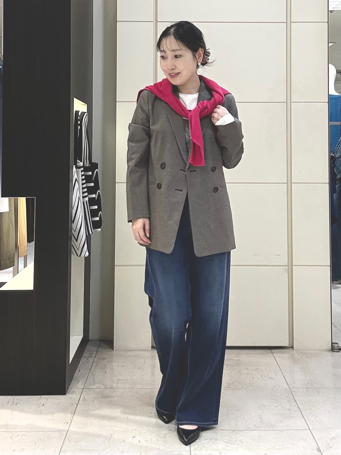 mori.さんの「UNTITLED｜【セットアップ可/秋羽織り/お仕事スーツ】ウールブレンドダブルジャケット」を使ったコーディネート