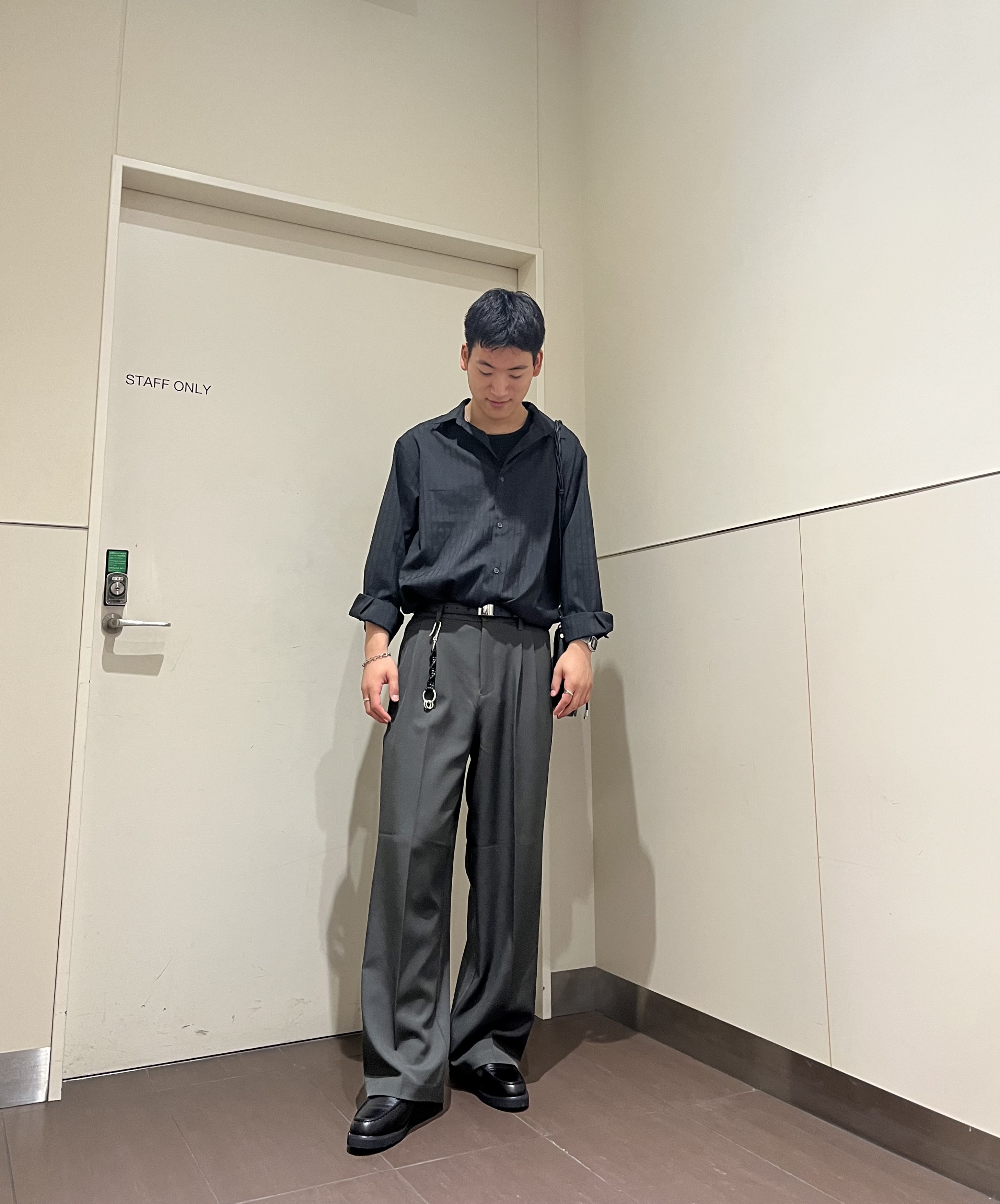 RITSUKIさんの「tk.TAKEO KIKUCHI｜【接触冷感/UVカット】ドビーストライプシャツ」を使ったコーディネート