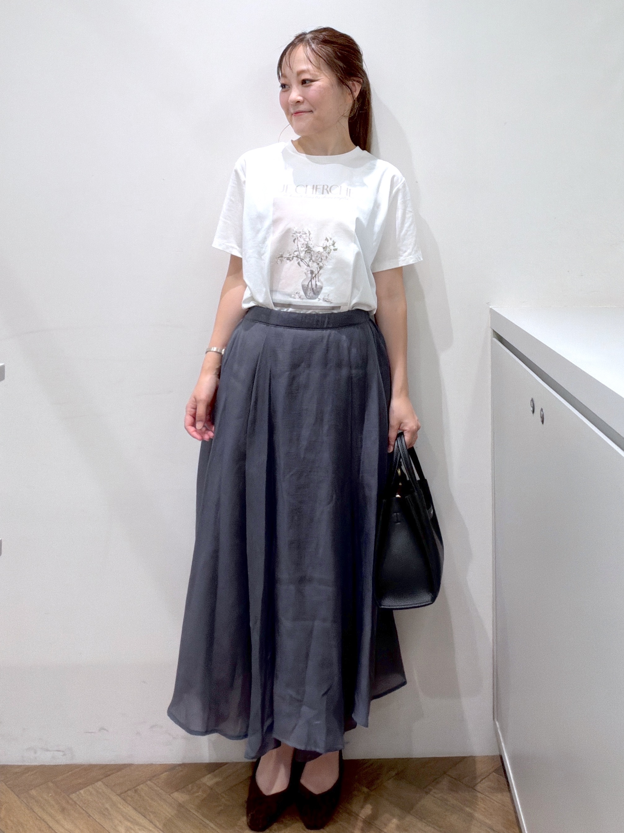 Junさんの「index｜【UV】フラワープリントTシャツ≪洗濯機OK／接触冷感≫」を使ったコーディネート