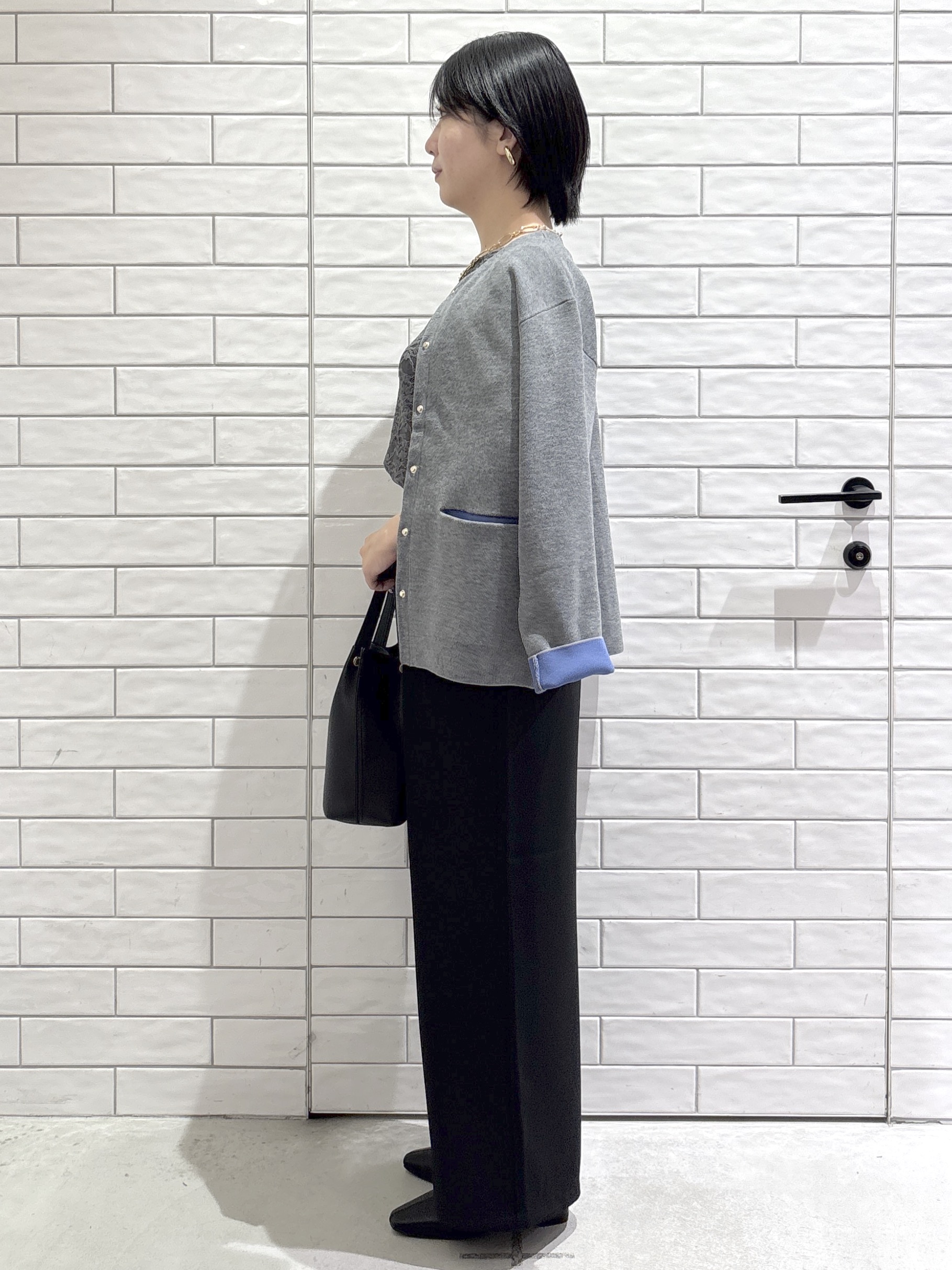 ayumiさんの「OPAQUE.CLIP｜スナップボタン 配色ニットカーディガン【洗濯機OK】」を使ったコーディネート