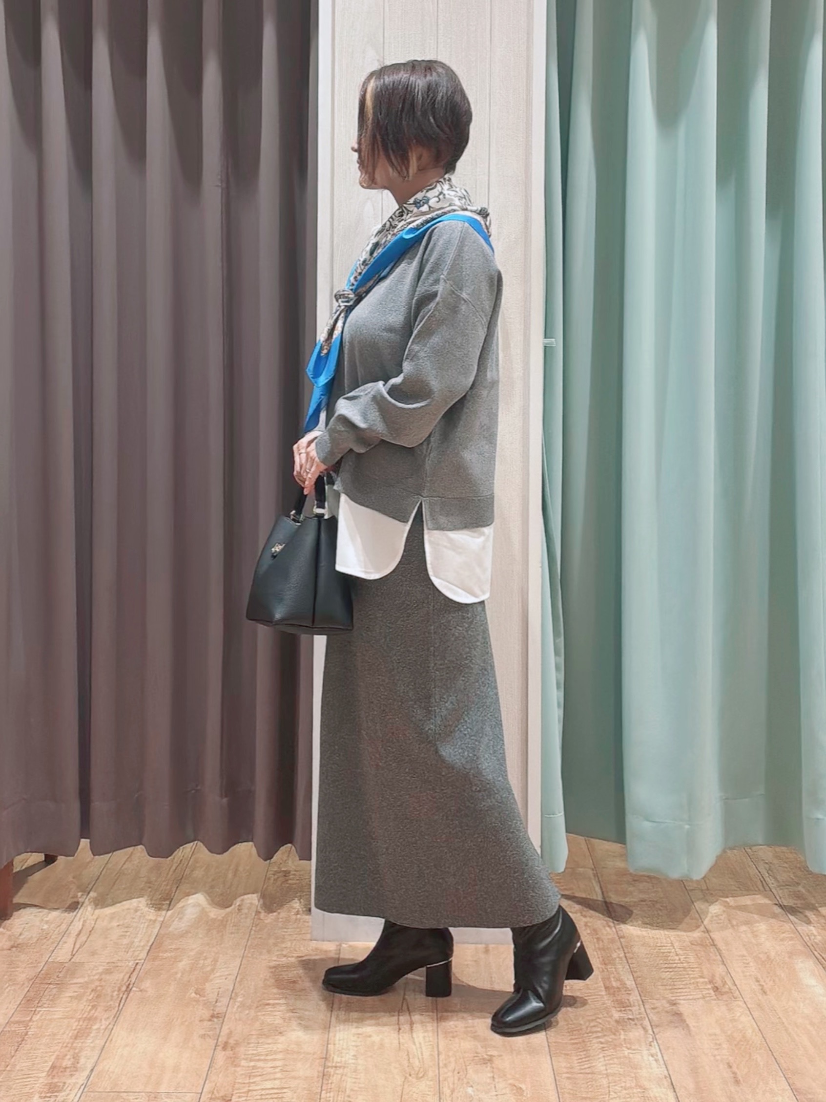 aaamiさんの「SHOO･LA･RUE｜【S-LL】着るだけできまる シャツレイヤード風 スポンディッシュニット」を使ったコーディネート