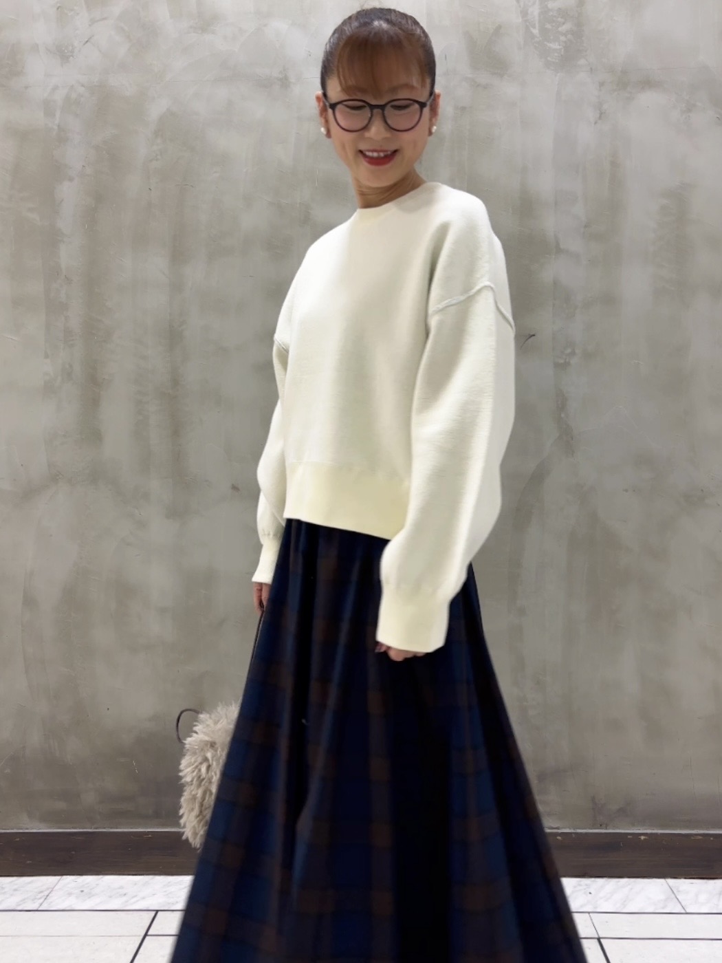 Yasucoさんの「Dessin｜【洗濯機OK/XS-L】配色リバーシブル コットンジャカード クルーネックニット」を使ったコーディネート