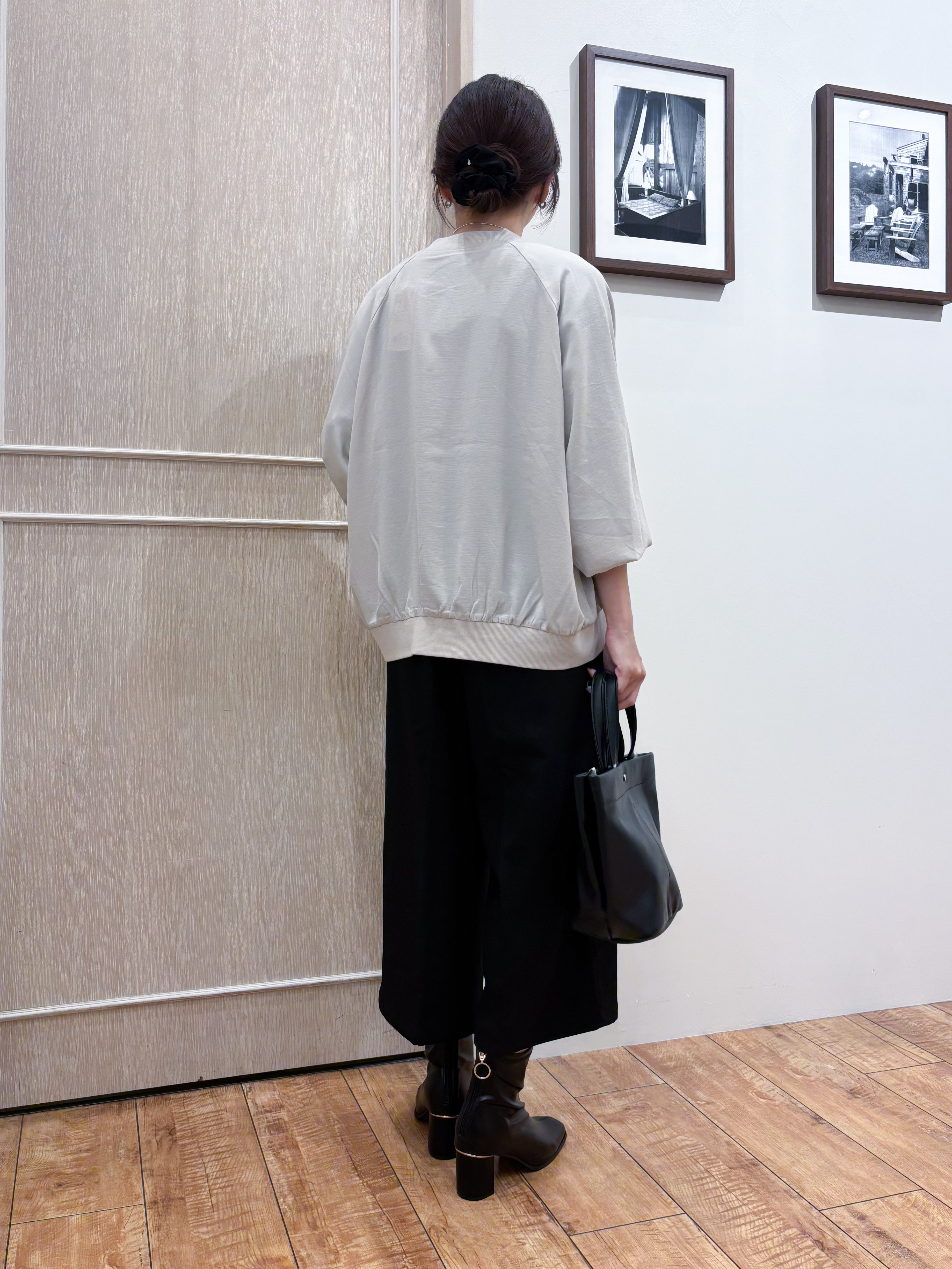なみさんの「SHOO･LA･RUE｜【S-LL】洗濯後しわになりにくい 麻調リブブルゾン」を使ったコーディネート