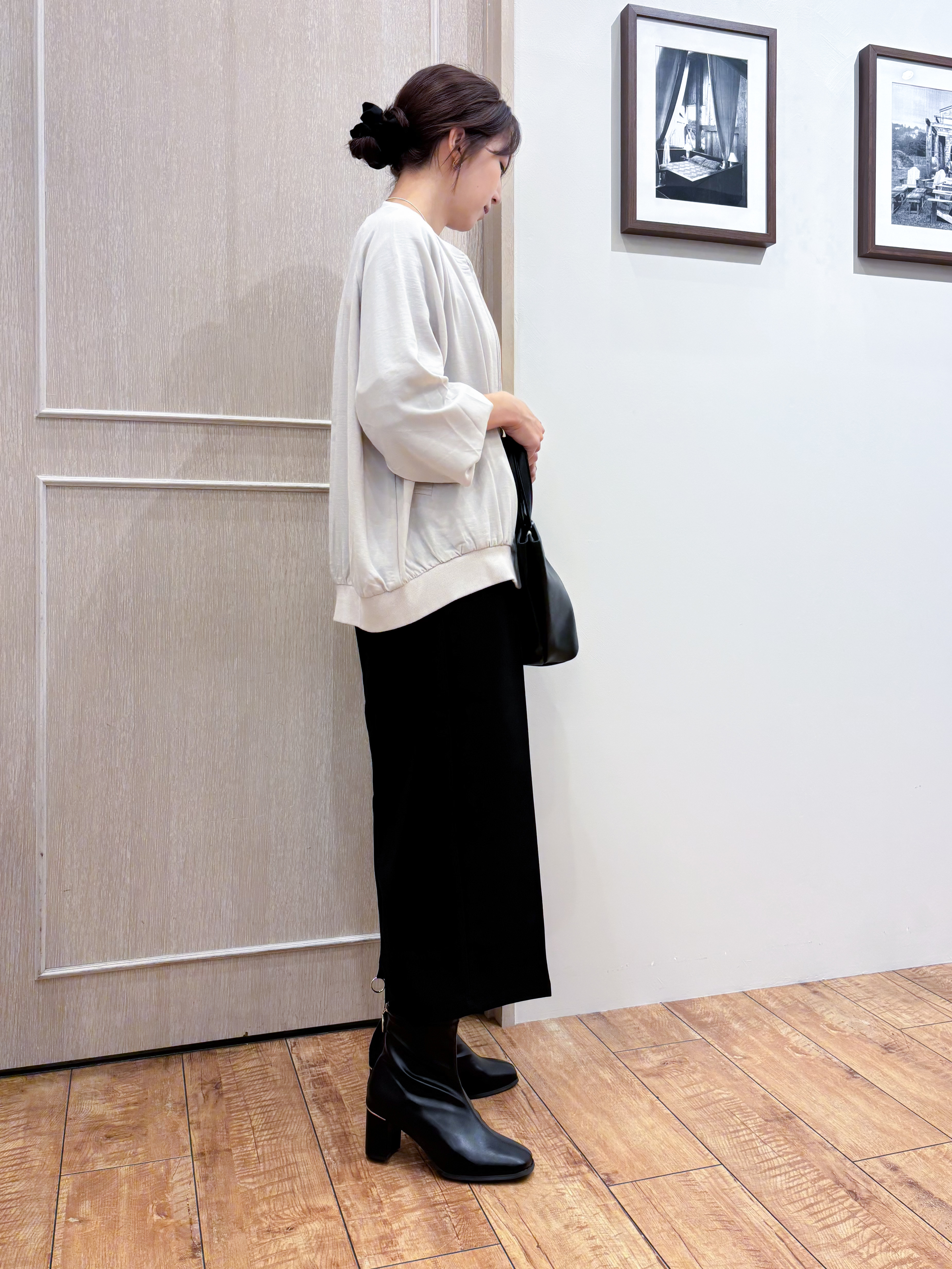 なみさんの「SHOO･LA･RUE｜【S-LL】洗濯後しわになりにくい 麻調リブブルゾン」を使ったコーディネート