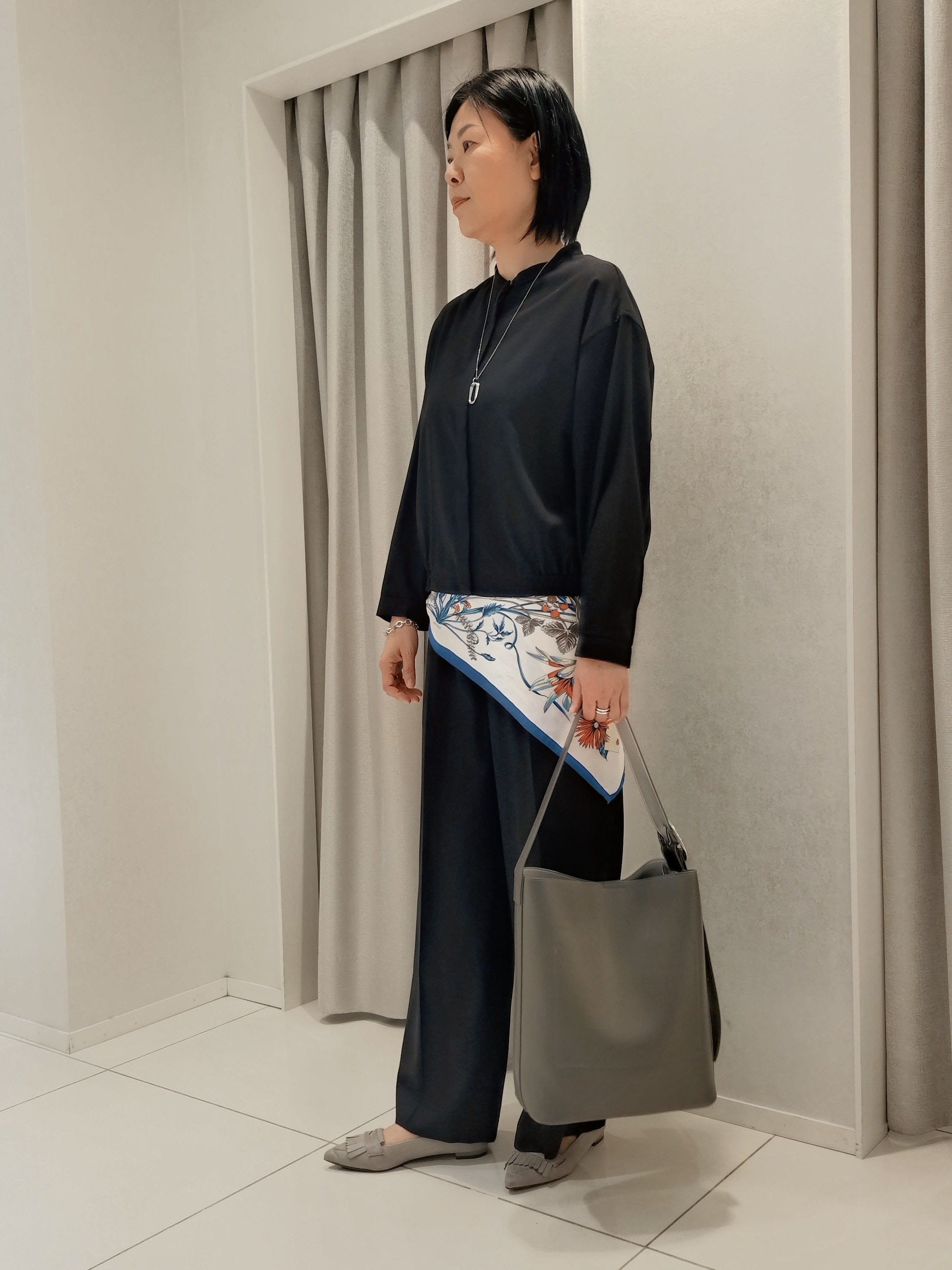 WATAさんの「UNTITLED｜【セットアップ可/秋羽織り】メランジツイルシャツ」を使ったコーディネート
