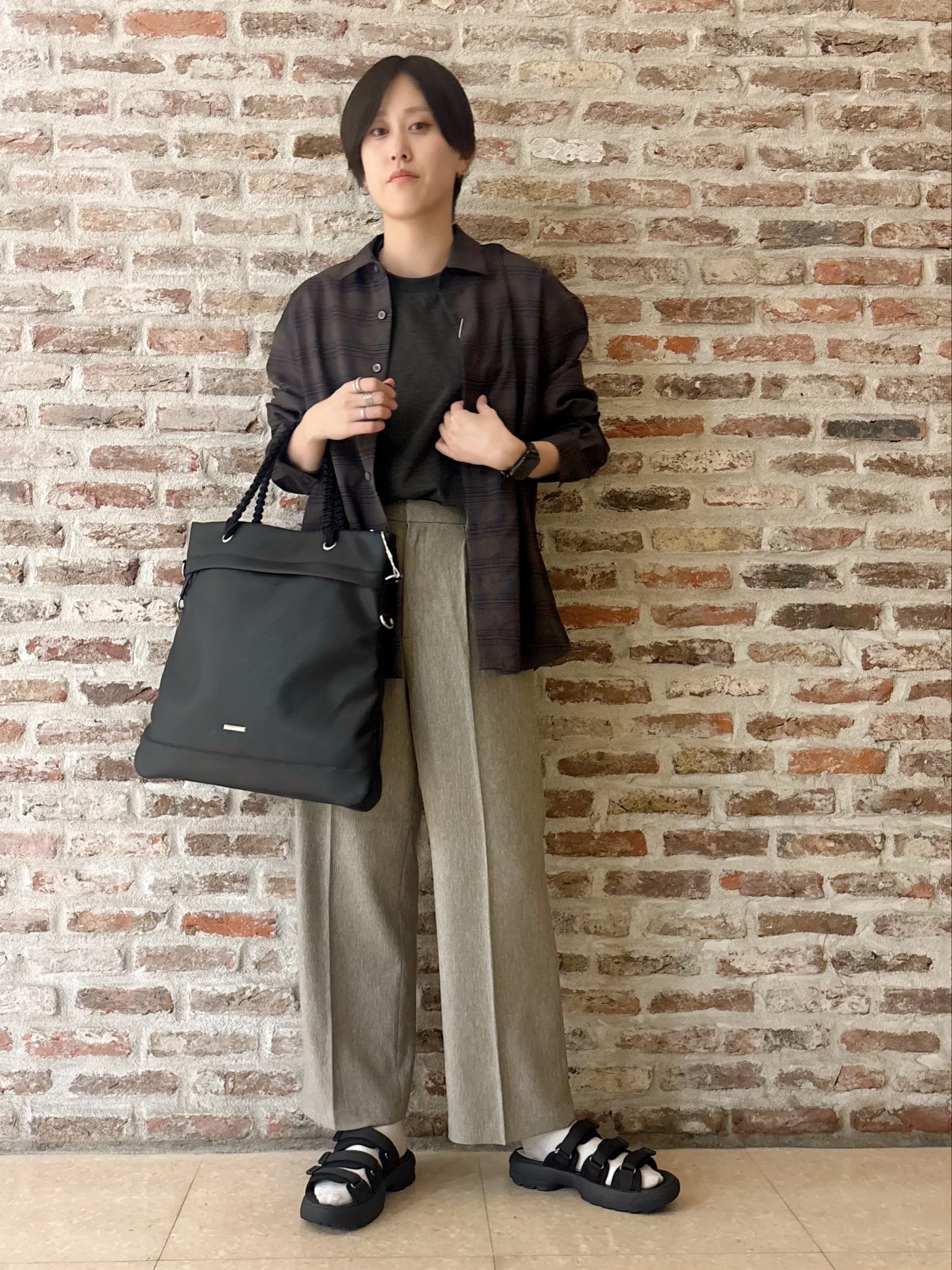 しばさんの「THE SHOP TK｜POLO BCS/アソート長袖シャツ」を使ったコーディネート