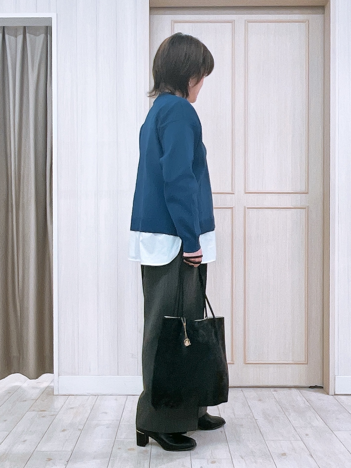 kaneさんの「SHOO･LA･RUE｜【S-LL】着るだけできまる シャツレイヤード風 スポンディッシュニット」を使ったコーディネート