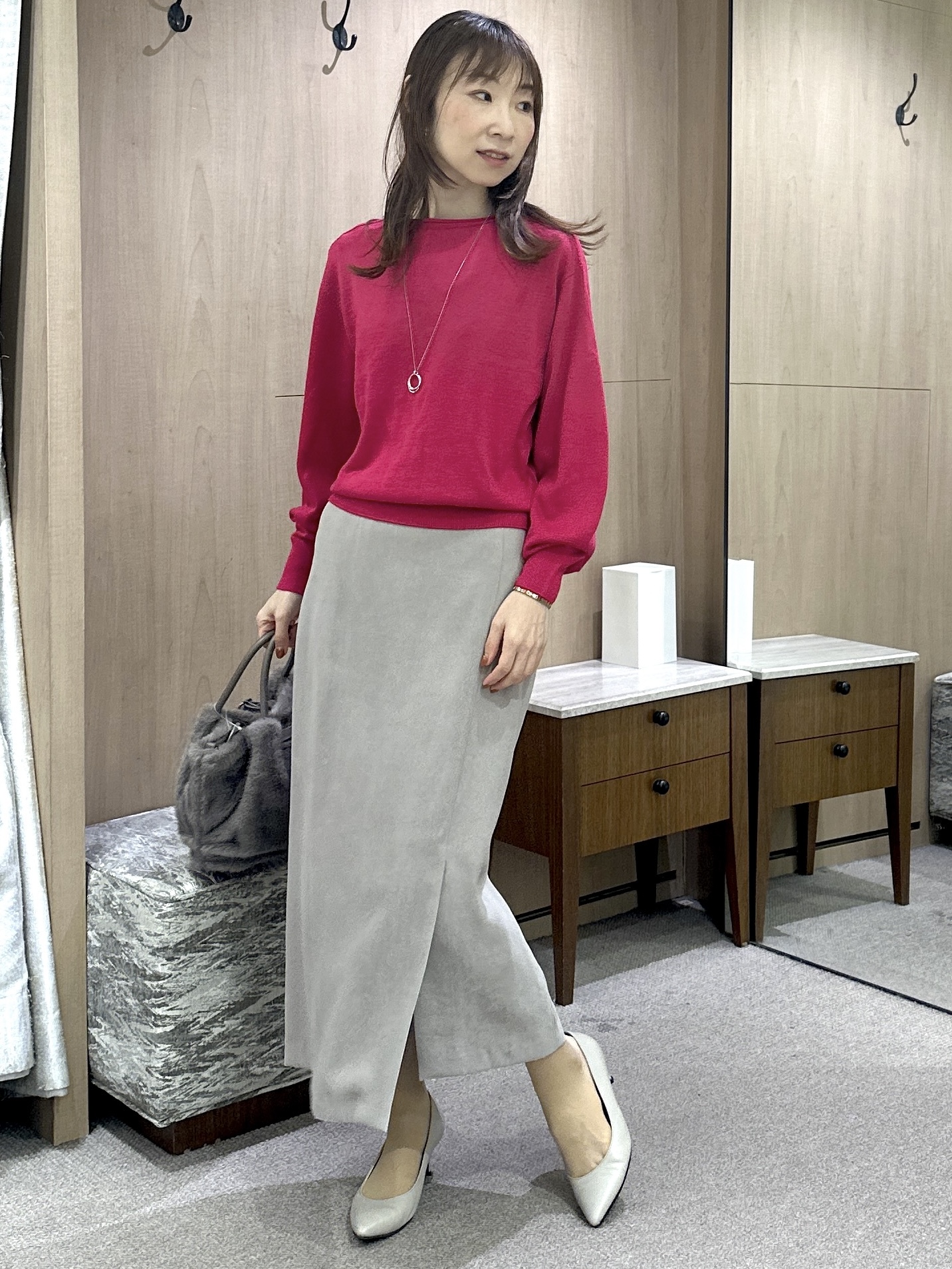Miwaさんの「UNTITLED｜【大人の抜け感/8色展開】ボリュームスリーブニットプルオーバー」を使ったコーディネート