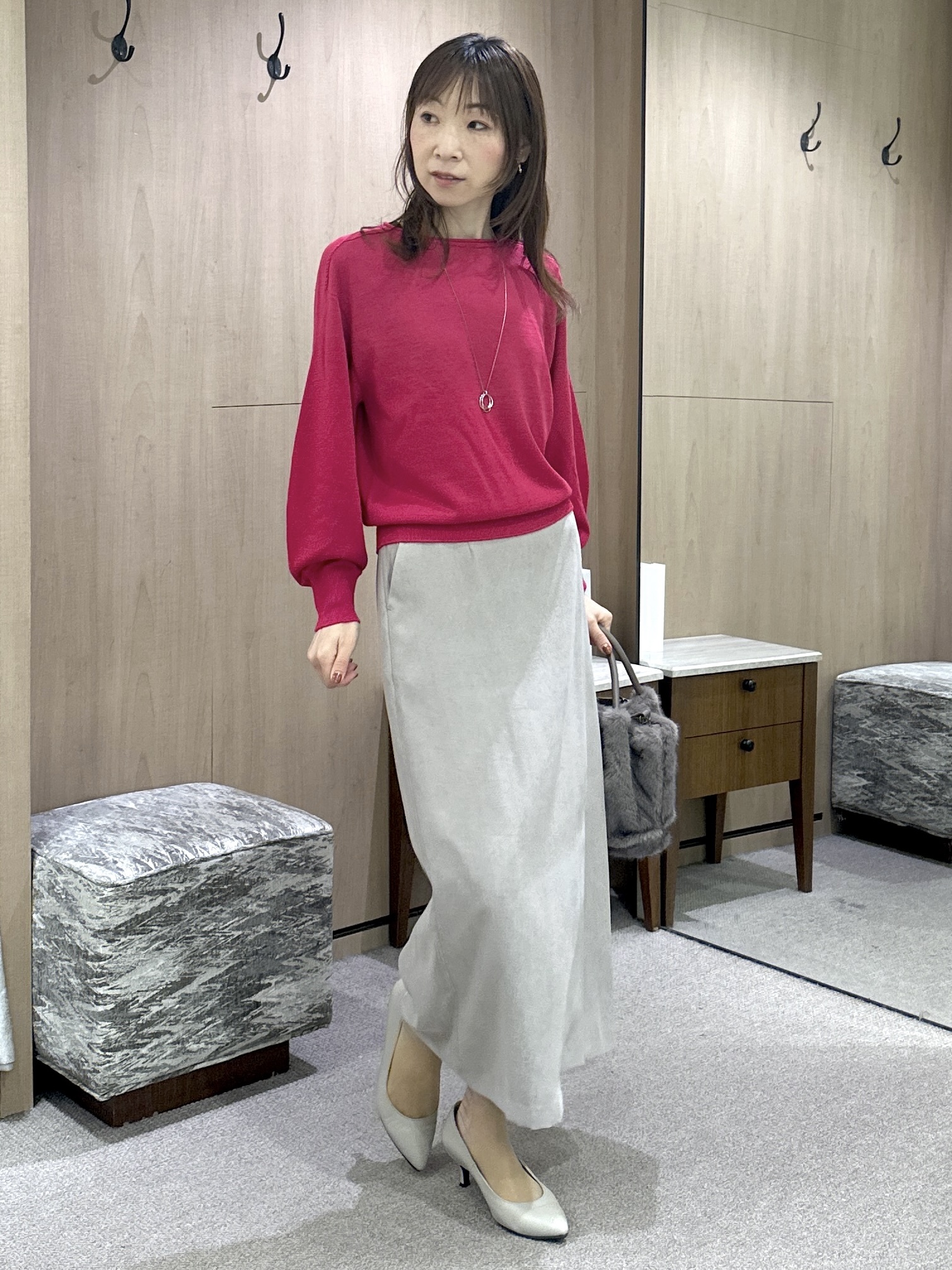 Miwaさんの「UNTITLED｜【大人の抜け感/8色展開】ボリュームスリーブニットプルオーバー」を使ったコーディネート
