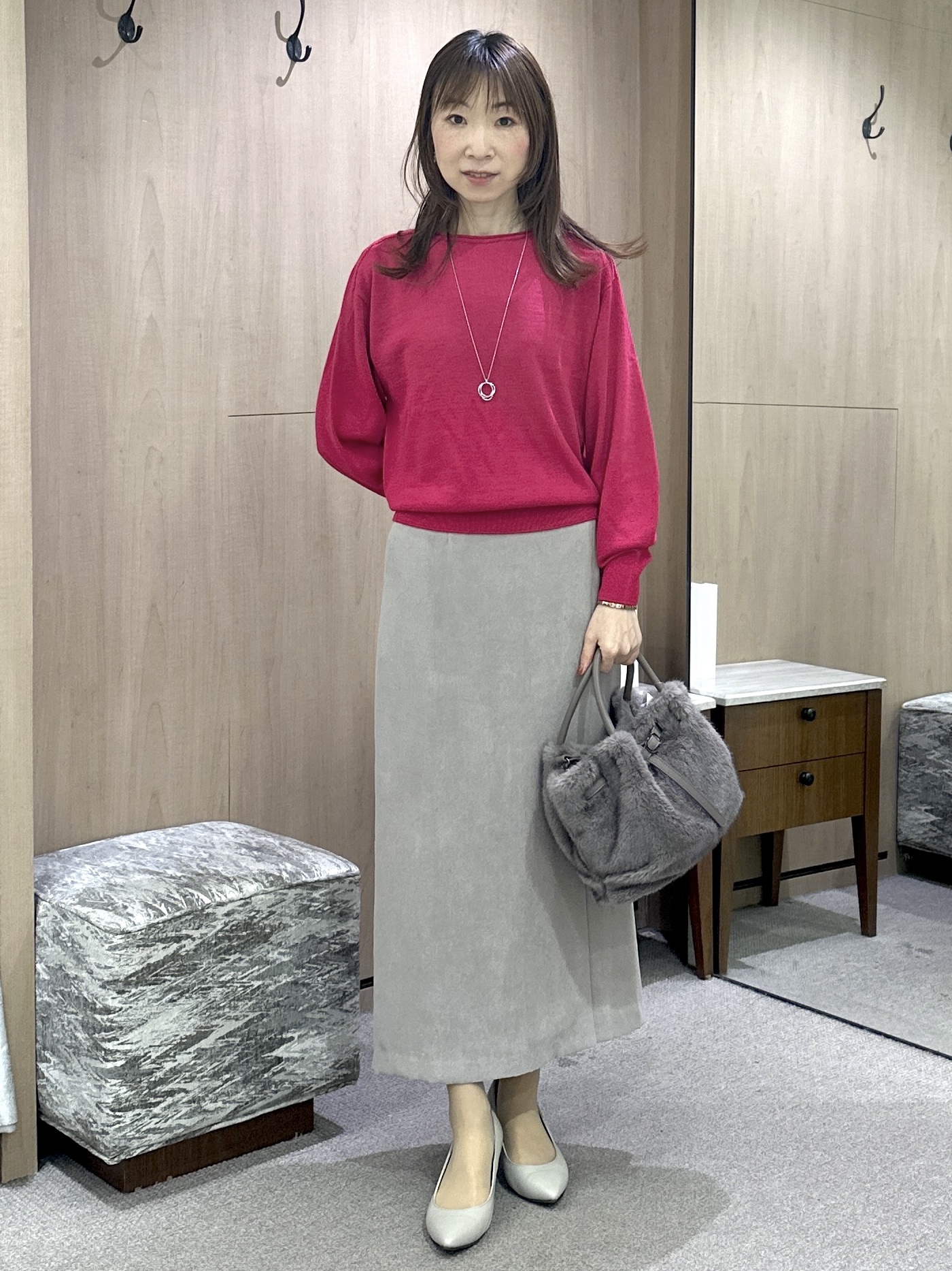 Miwaさんの「UNTITLED｜【大人の抜け感/8色展開】ボリュームスリーブニットプルオーバー」を使ったコーディネート