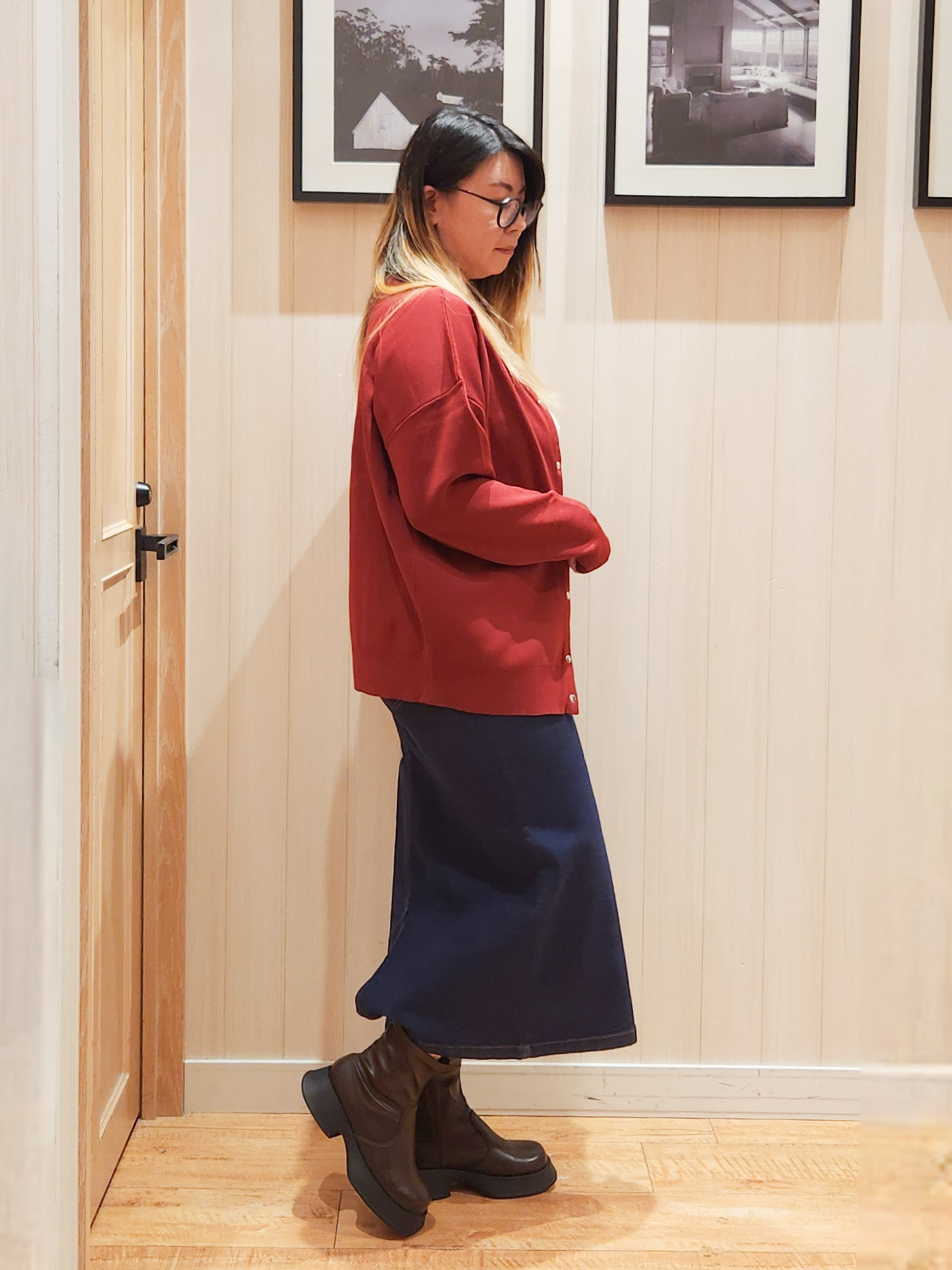 れーやんさんの「SHOO･LA･RUE｜【セットアップ可/洗濯機可】軽やかに羽織れる スポンディッシュ ニットカーディガン」を使ったコーディネート