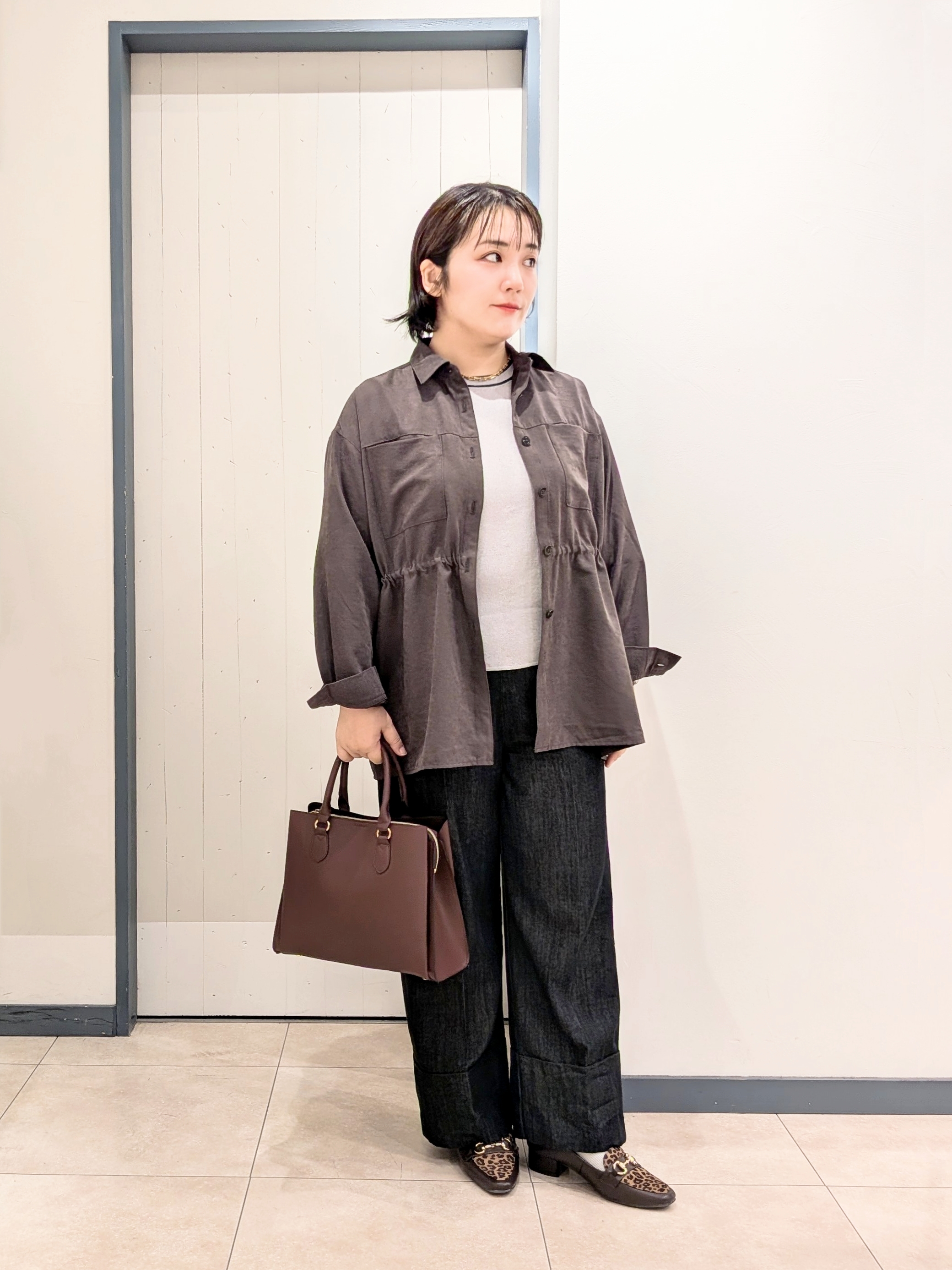 yukikaさんの「grove｜新色追加！【シリーズ累計36万枚/名品ニット】やわらかドライタッチ 袖メッシュ編みニット」を使ったコーディネート