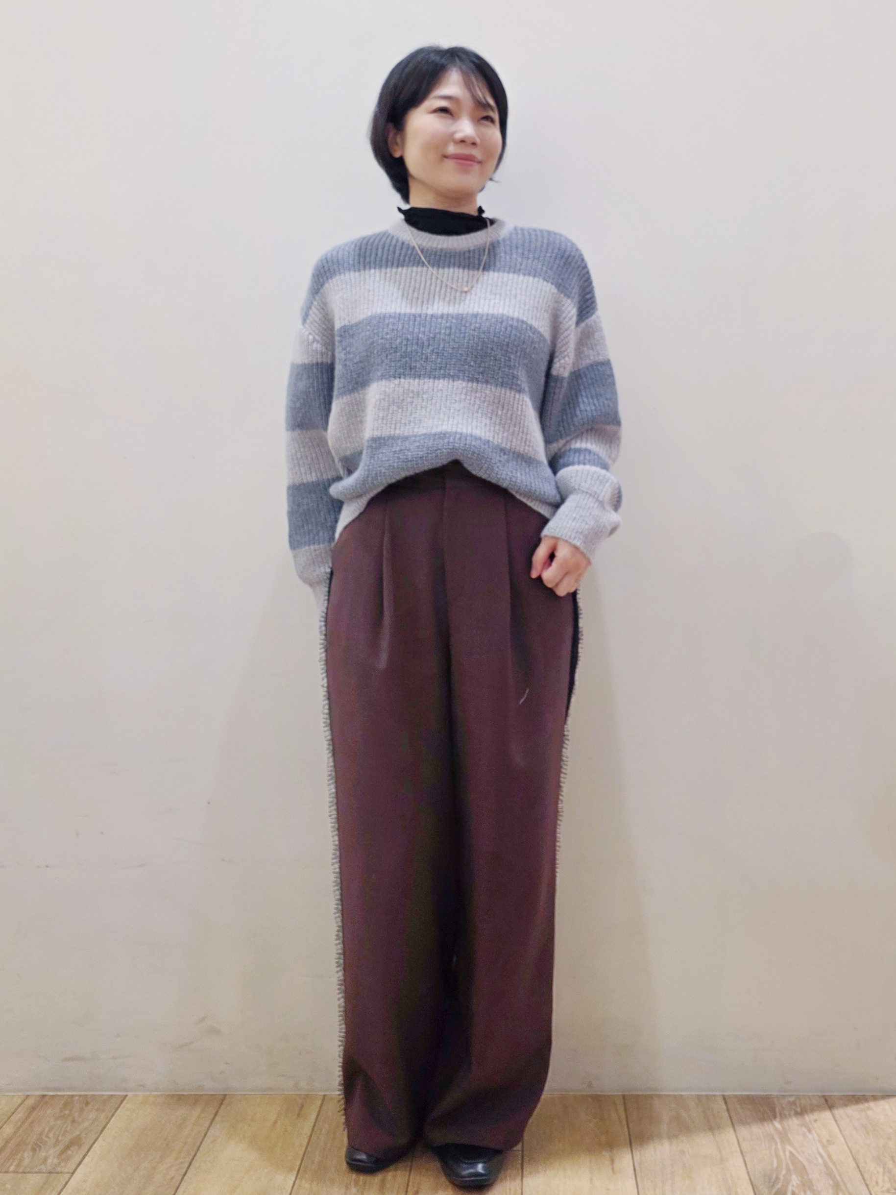 yuyuさんの「OPAQUE.CLIP｜ワイドボーダーニット【洗濯機OK】」を使ったコーディネート