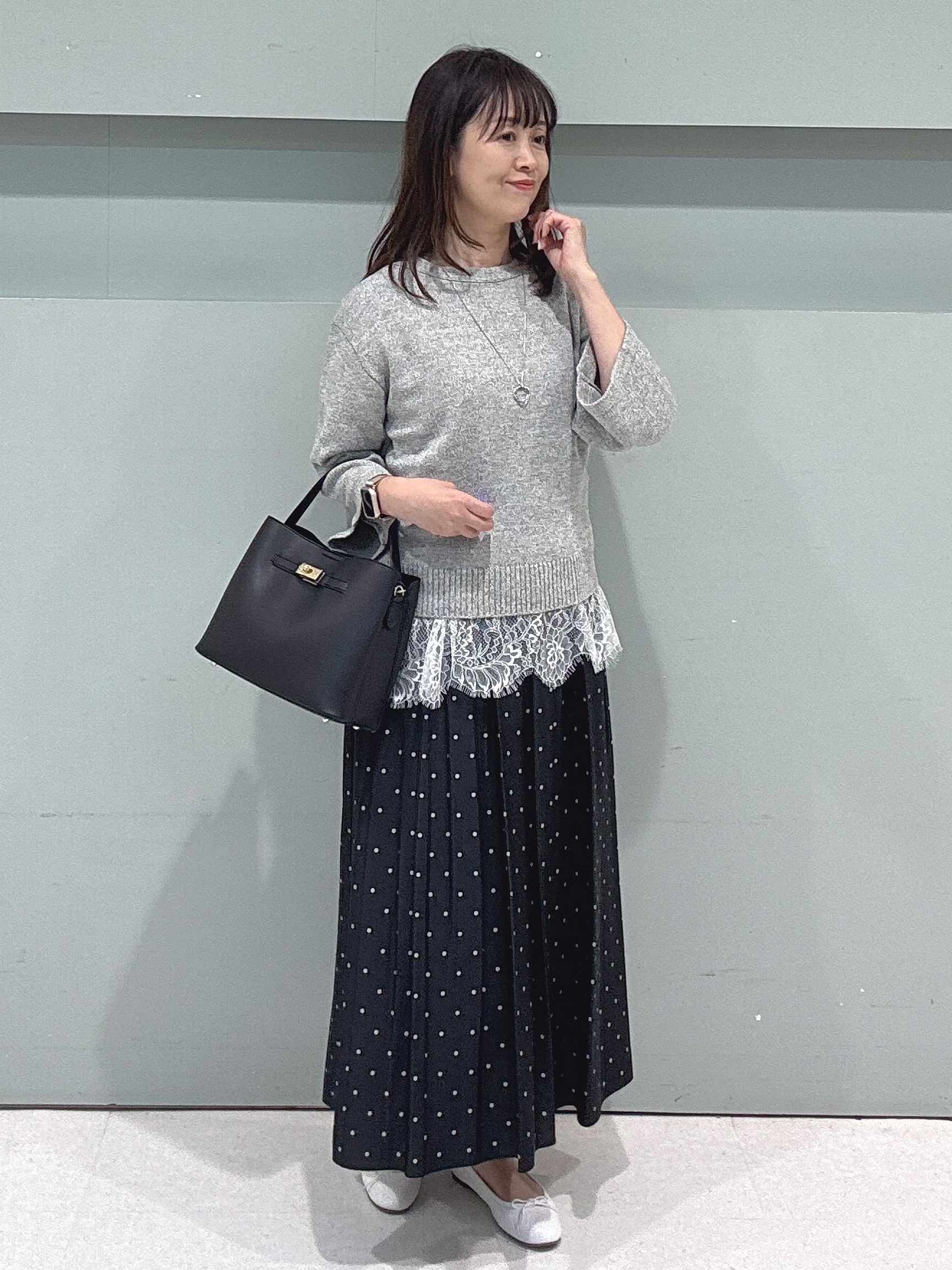makiさんの「UNTITLED｜【アンサンブル可/手洗い可】杢調プルオーバーニット」を使ったコーディネート