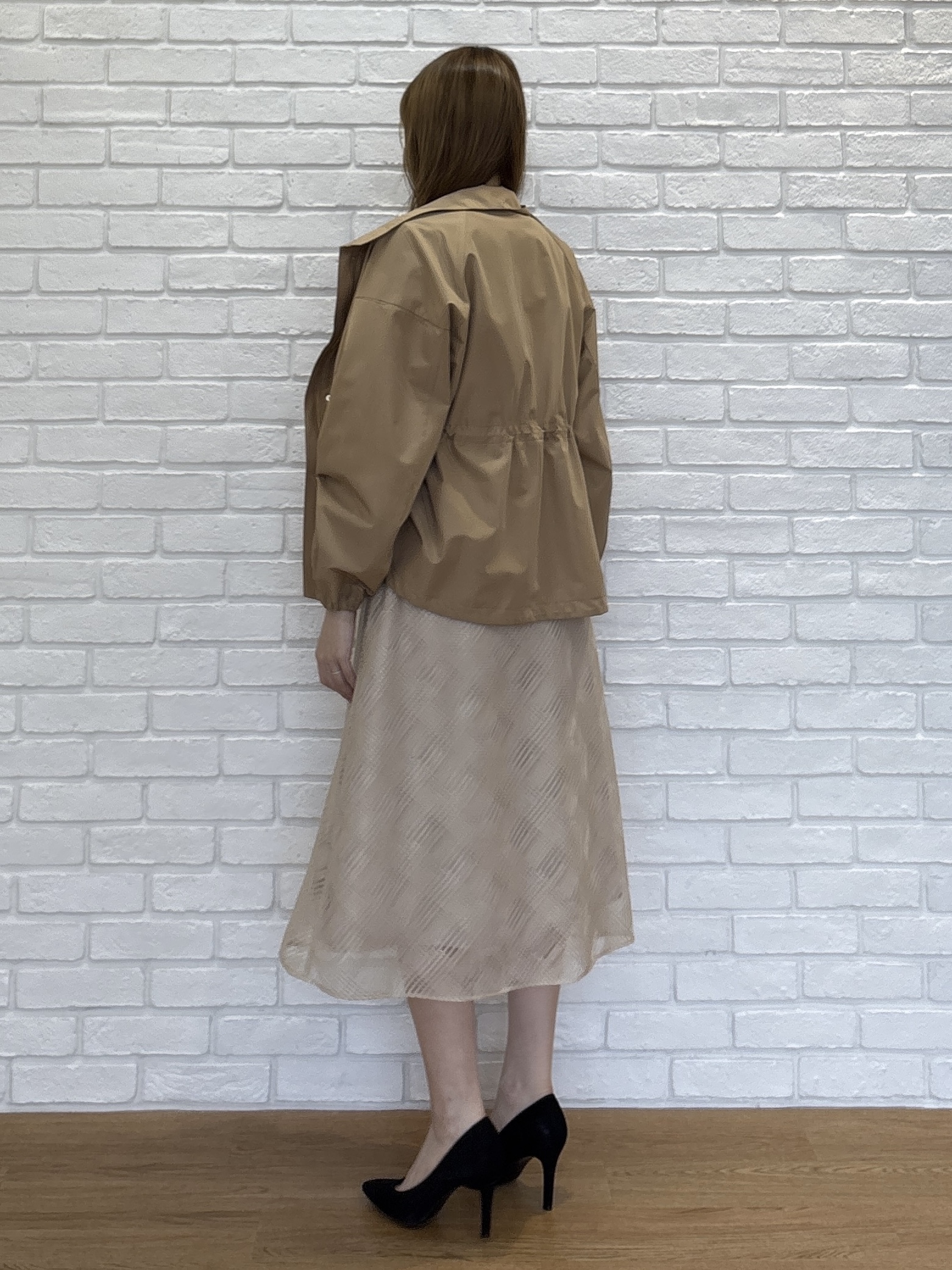 sayaさんの「COUP DE CHANCE｜【ウエスト調整可】フードレス ライトブルゾン」を使ったコーディネート