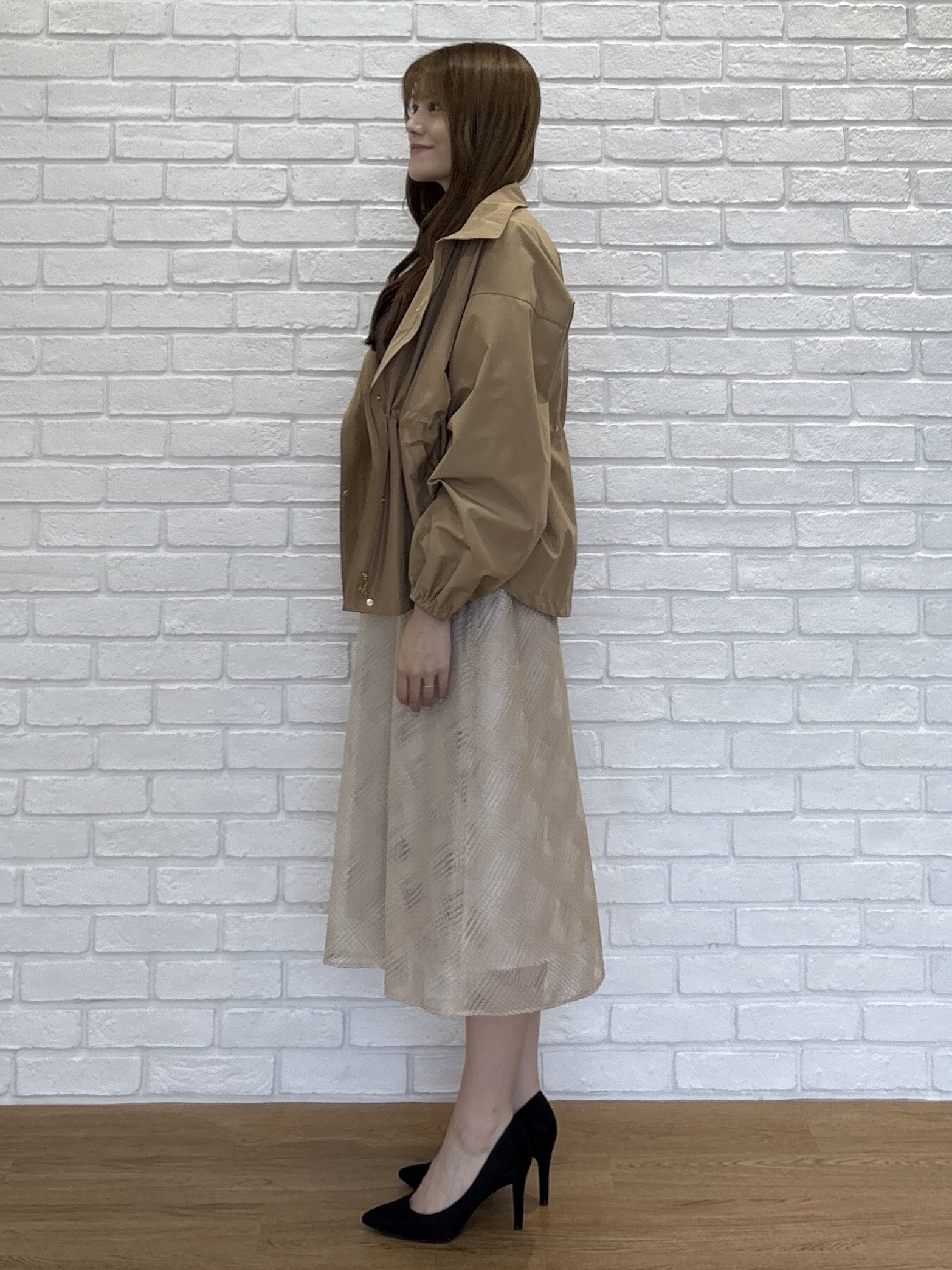sayaさんの「COUP DE CHANCE｜【ウエスト調整可】フードレス ライトブルゾン」を使ったコーディネート