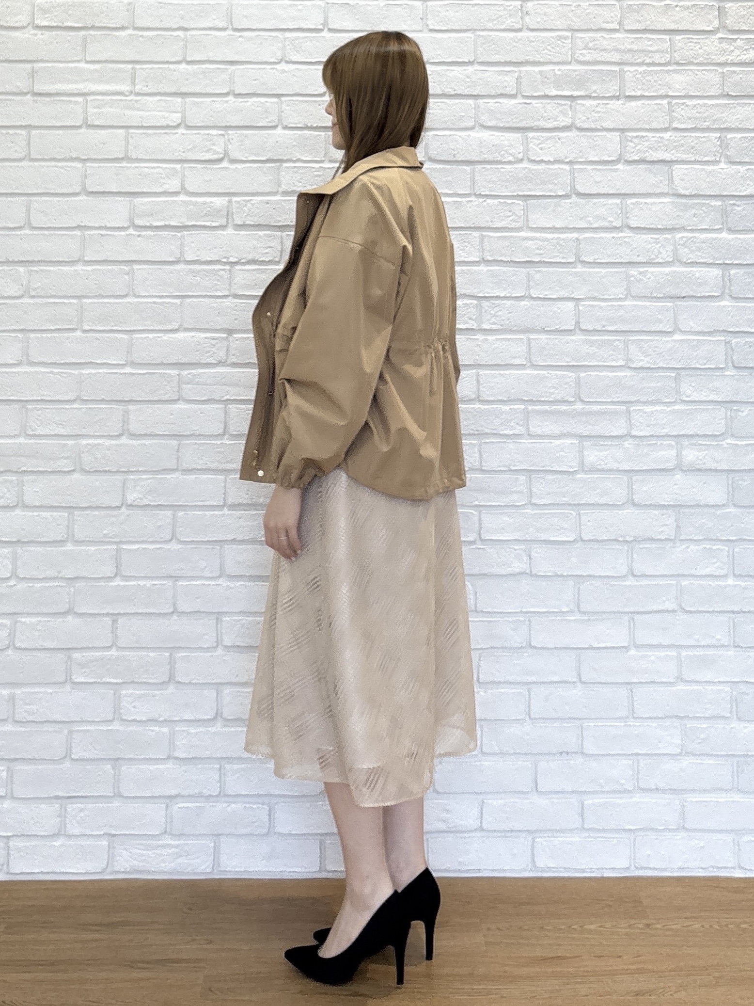 sayaさんの「COUP DE CHANCE｜【ウエスト調整可】フードレス ライトブルゾン」を使ったコーディネート