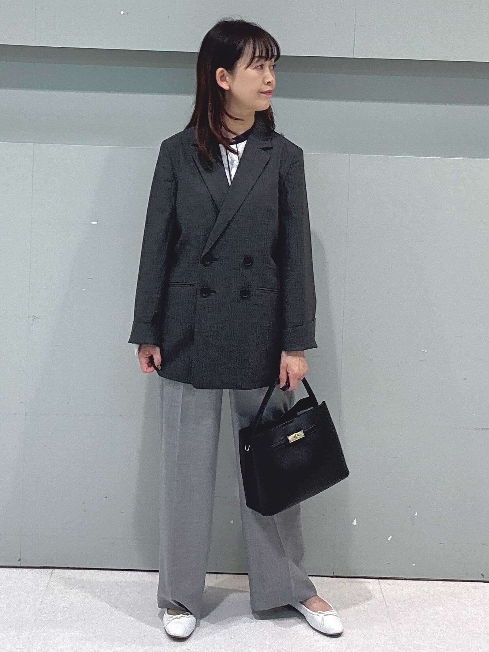 makiさんの「UNTITLED｜【セットアップ可/秋羽織り/お仕事スーツ】ウールブレンドダブルジャケット」を使ったコーディネート