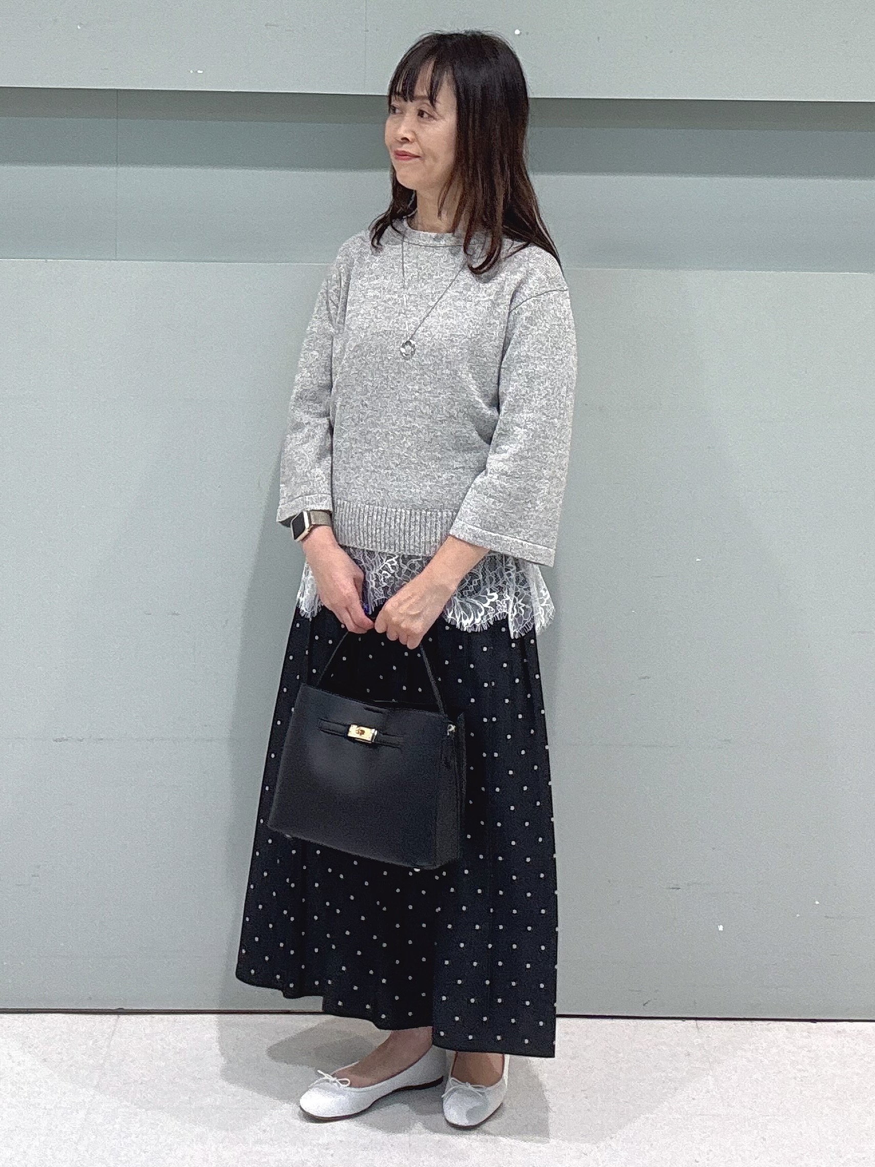 makiさんの「UNTITLED｜【アンサンブル可/手洗い可】杢調プルオーバーニット」を使ったコーディネート