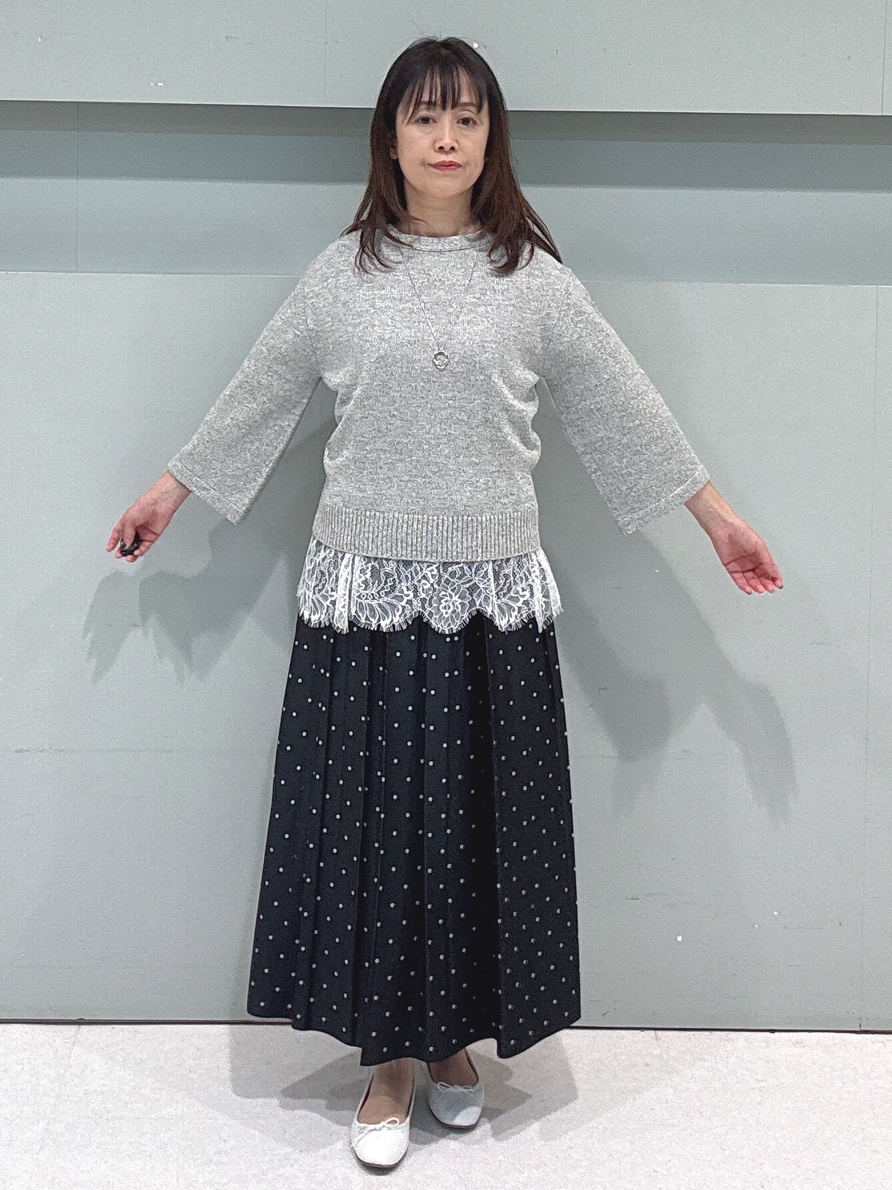 makiさんの「UNTITLED｜【アンサンブル可/手洗い可】杢調プルオーバーニット」を使ったコーディネート