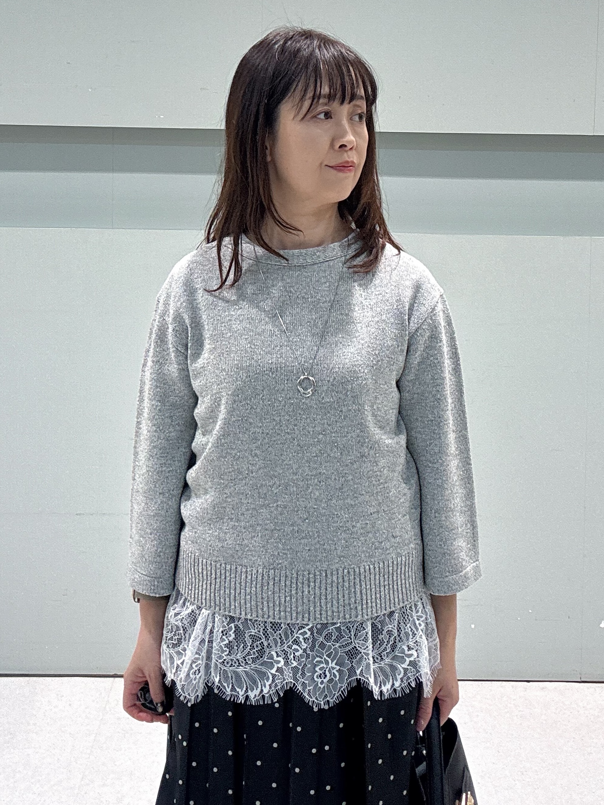 makiさんの「UNTITLED｜【アンサンブル可/手洗い可】杢調プルオーバーニット」を使ったコーディネート