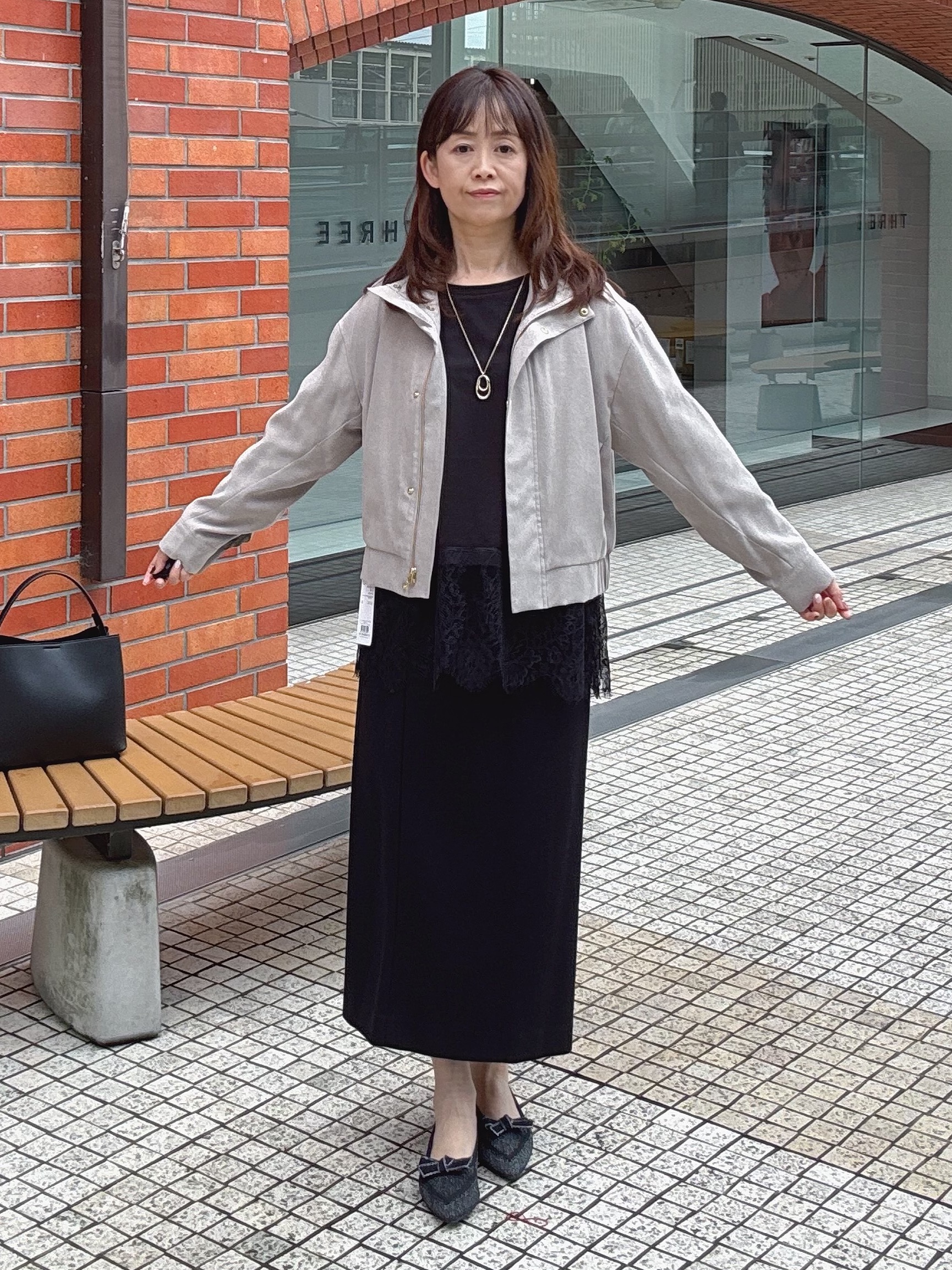 makiさんの「UNTITLED｜【セットアップ可/秋ジャケット】スエードライクブルゾン」を使ったコーディネート