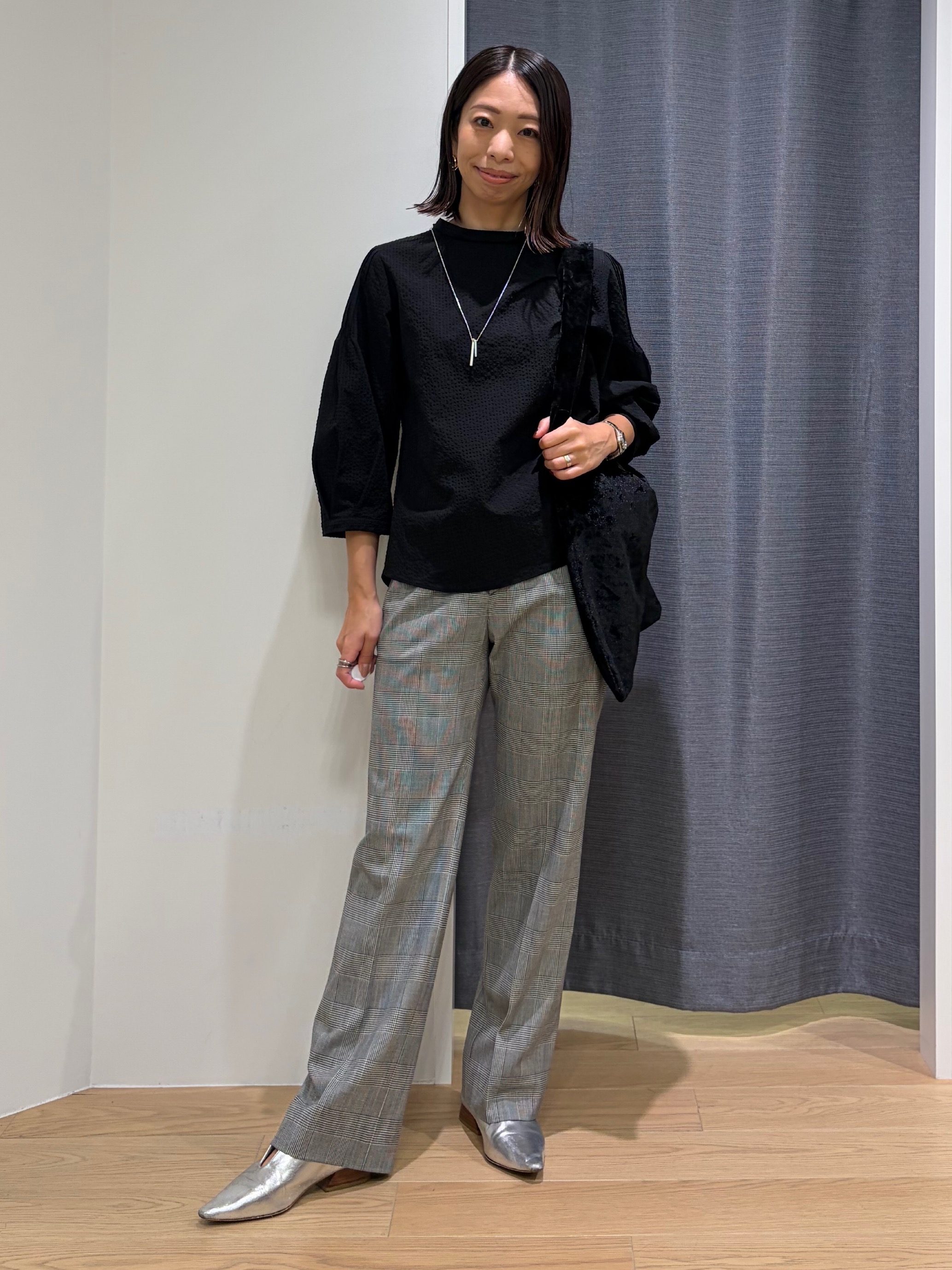 Mikoさんの「INDIVI｜【初秋にピッタリ！／洗える】凹凸素材ミニスタンドトップス」を使ったコーディネート