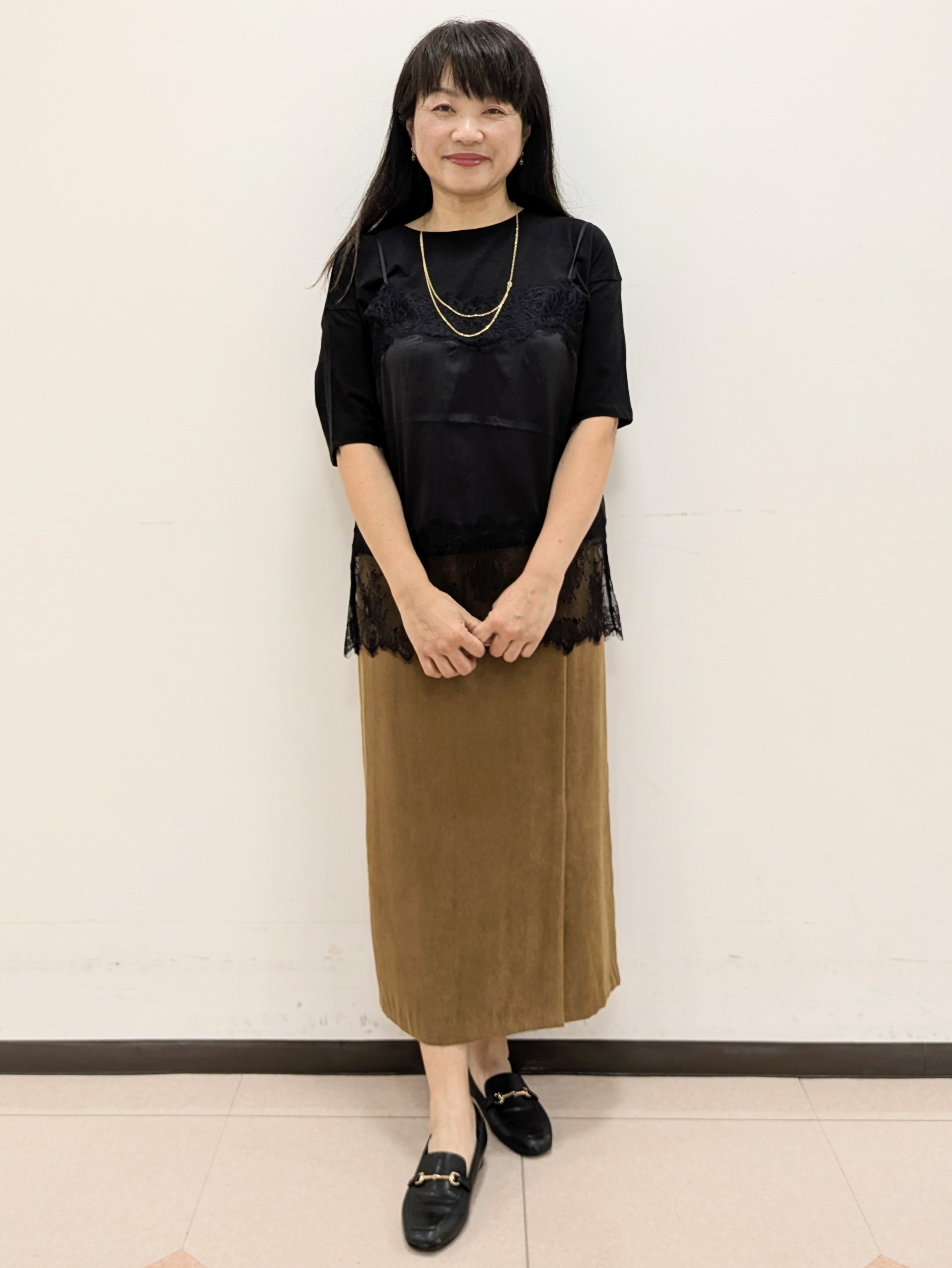 ともさんの「UNTITLED｜【1枚でもセットでも】レースキャミ付きプルオーバー」を使ったコーディネート