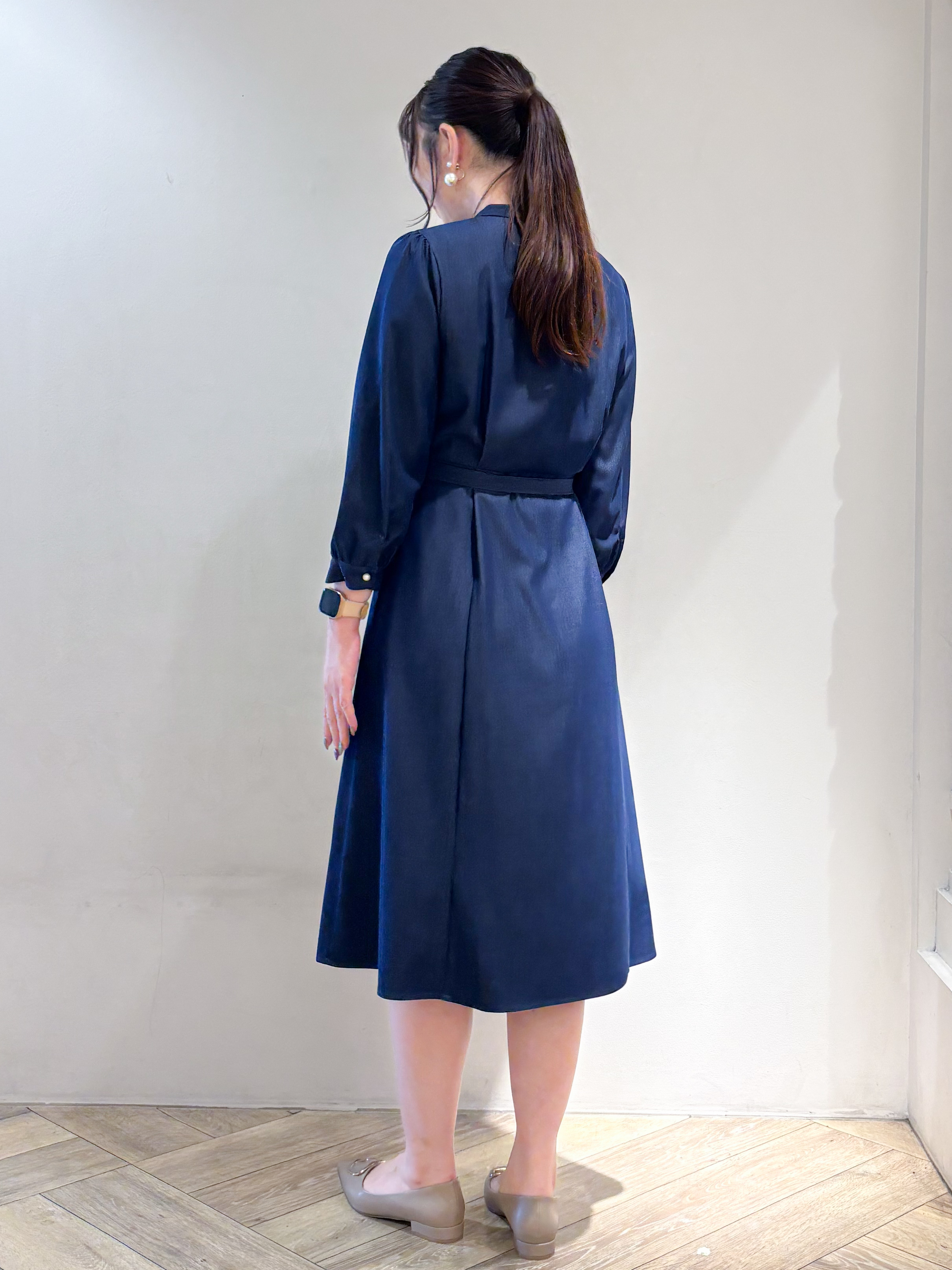 sayaさんの「index｜【ストライプ／無地】ベルト付きワンピース《洗濯機OK》」を使ったコーディネート