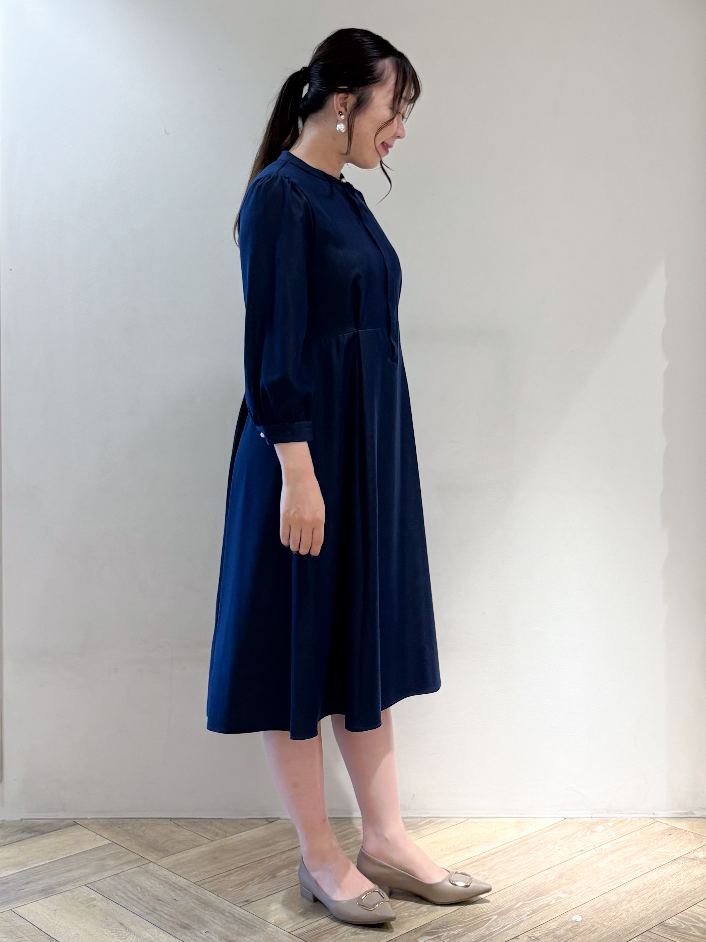 sayaさんの「index｜【ストライプ／無地】ベルト付きワンピース《洗濯機OK》」を使ったコーディネート