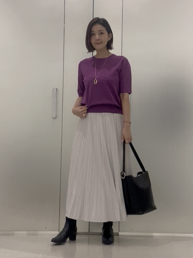 まどかさんの「UNTITLED｜【アンサンブル可/きれいめ/通勤】コンパクト5分袖ニット」を使ったコーディネート